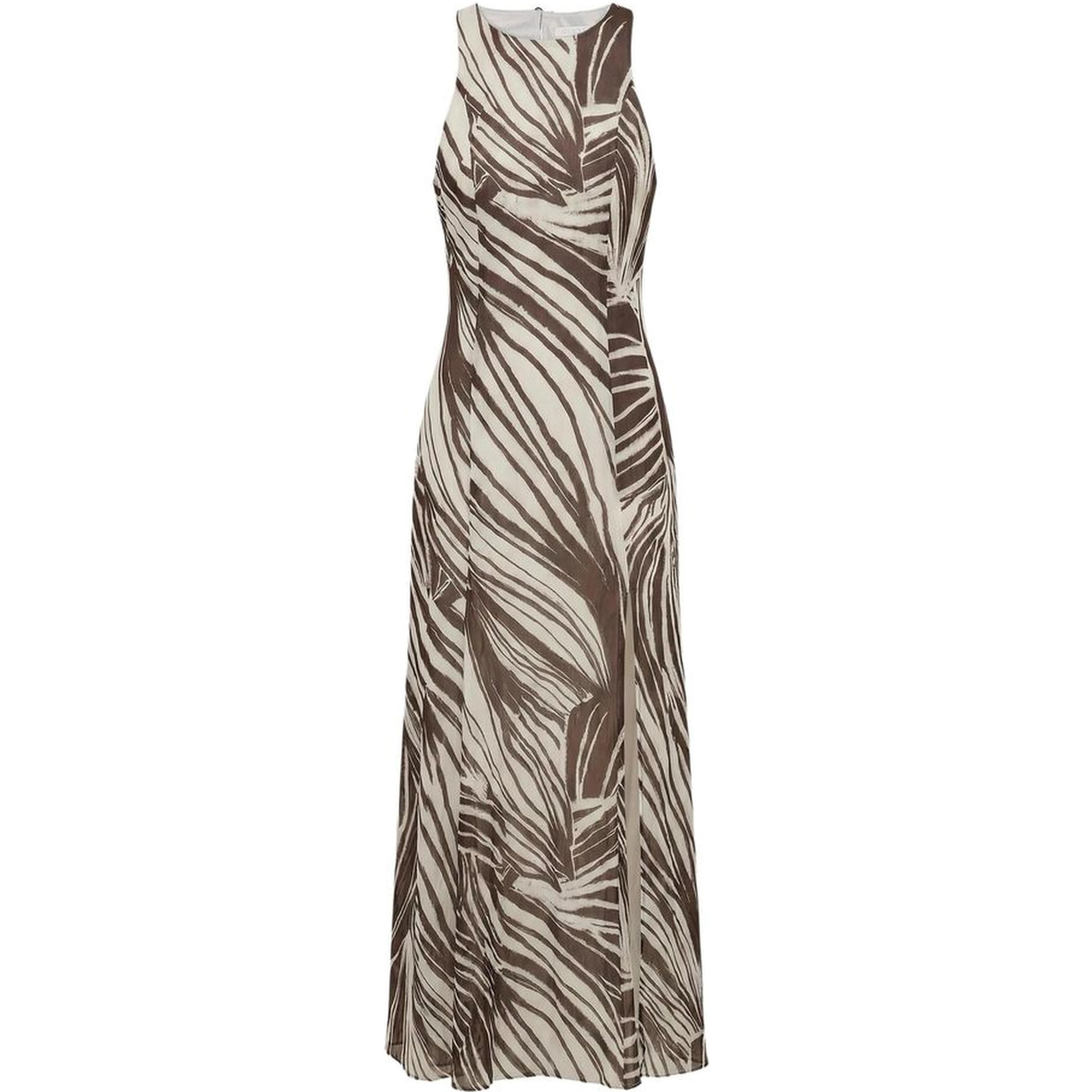 Brown Polyester Long Dress