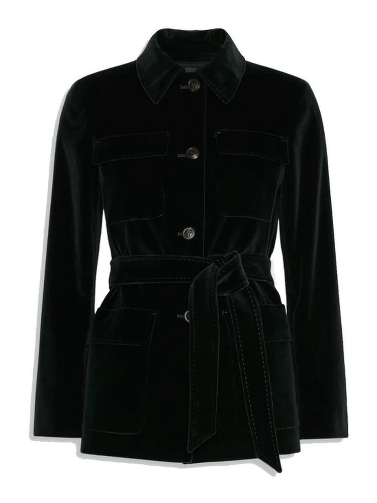 Black Cotton Full-Length Jacket