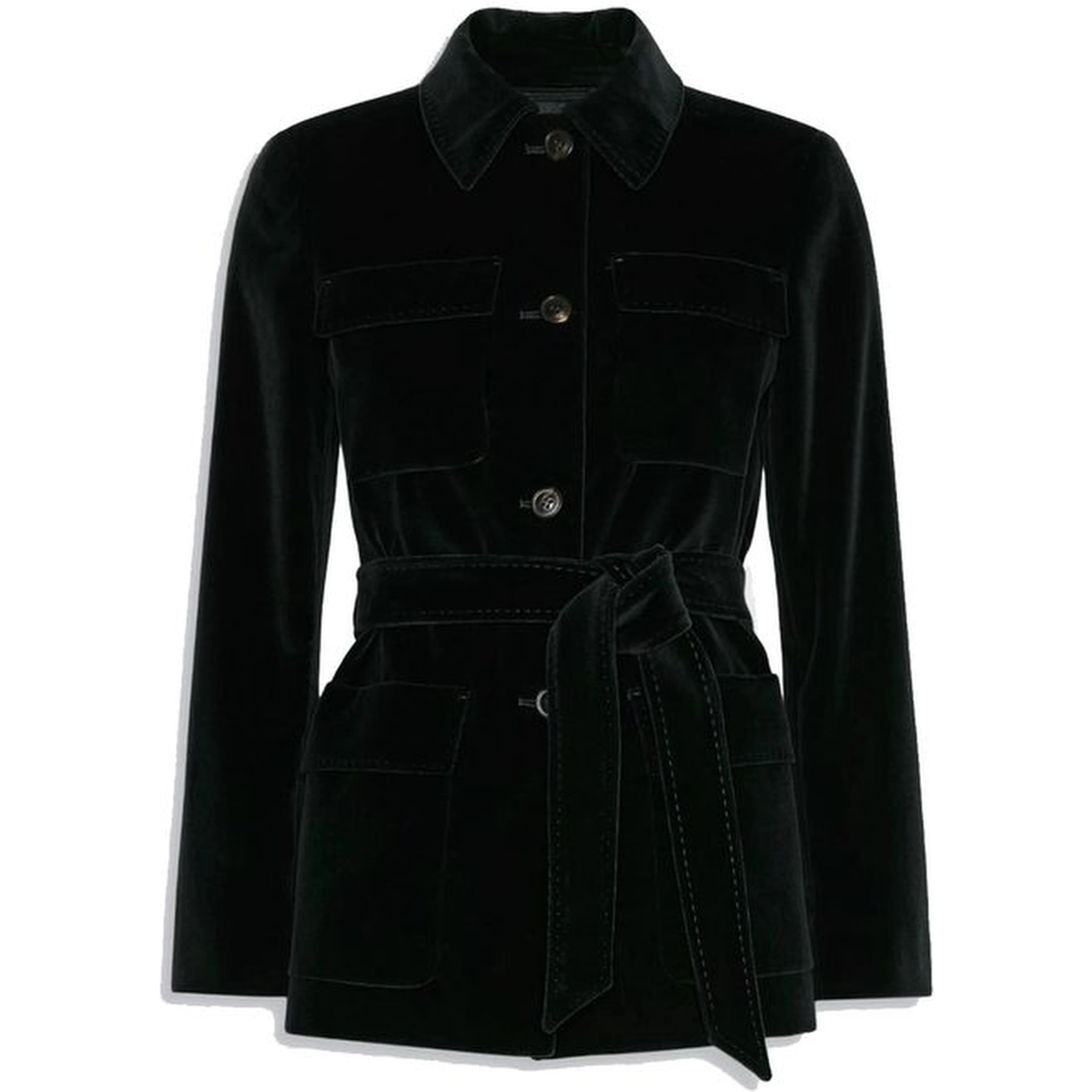 Black Cotton Full-Length Jacket