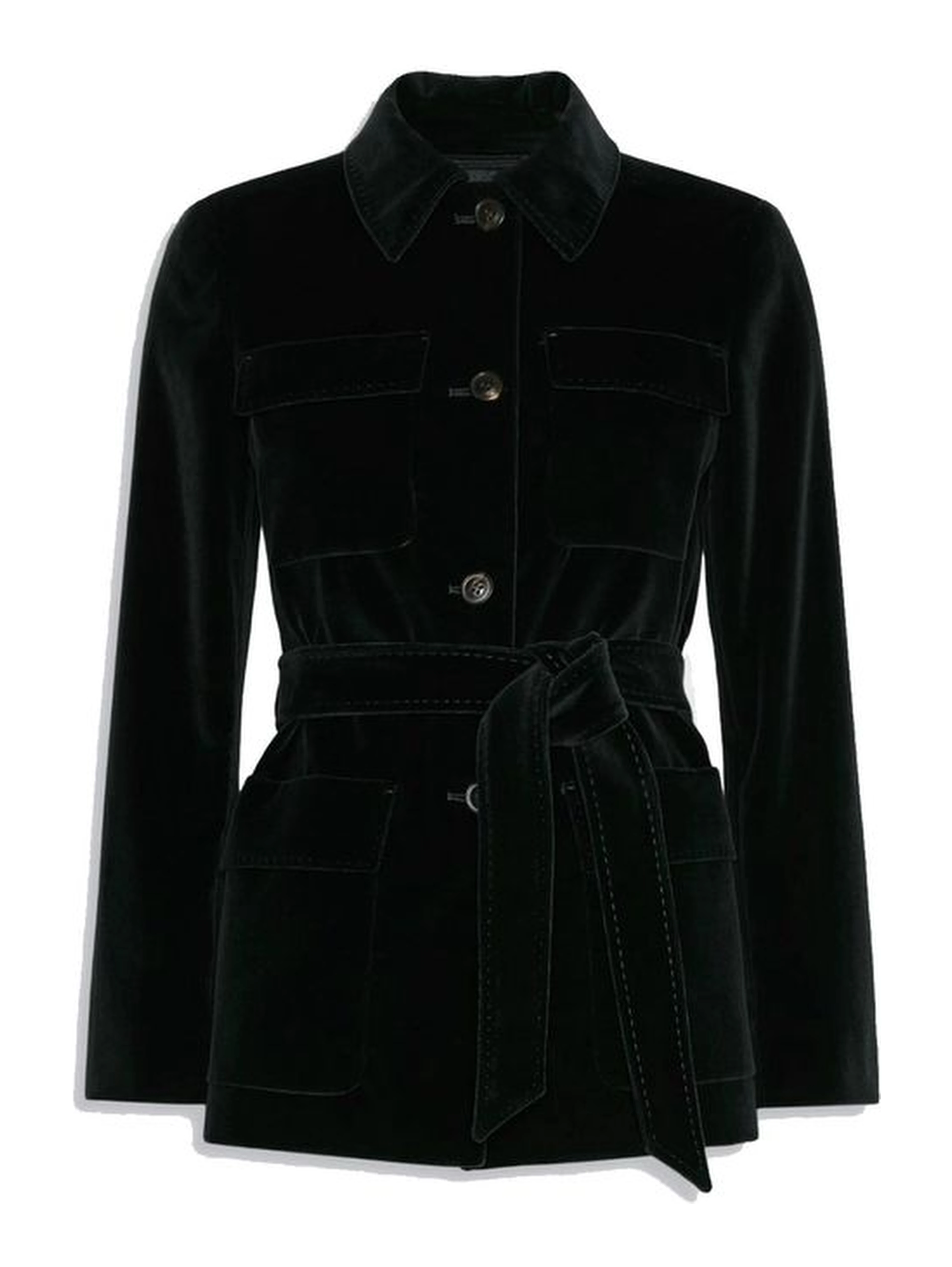 Black Cotton Full-Length Jacket
