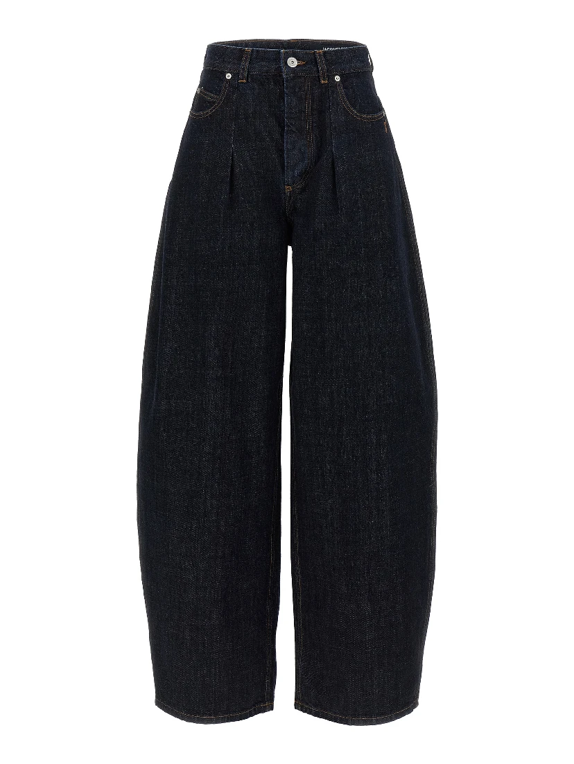Blue Cotton High-Waisted Jean