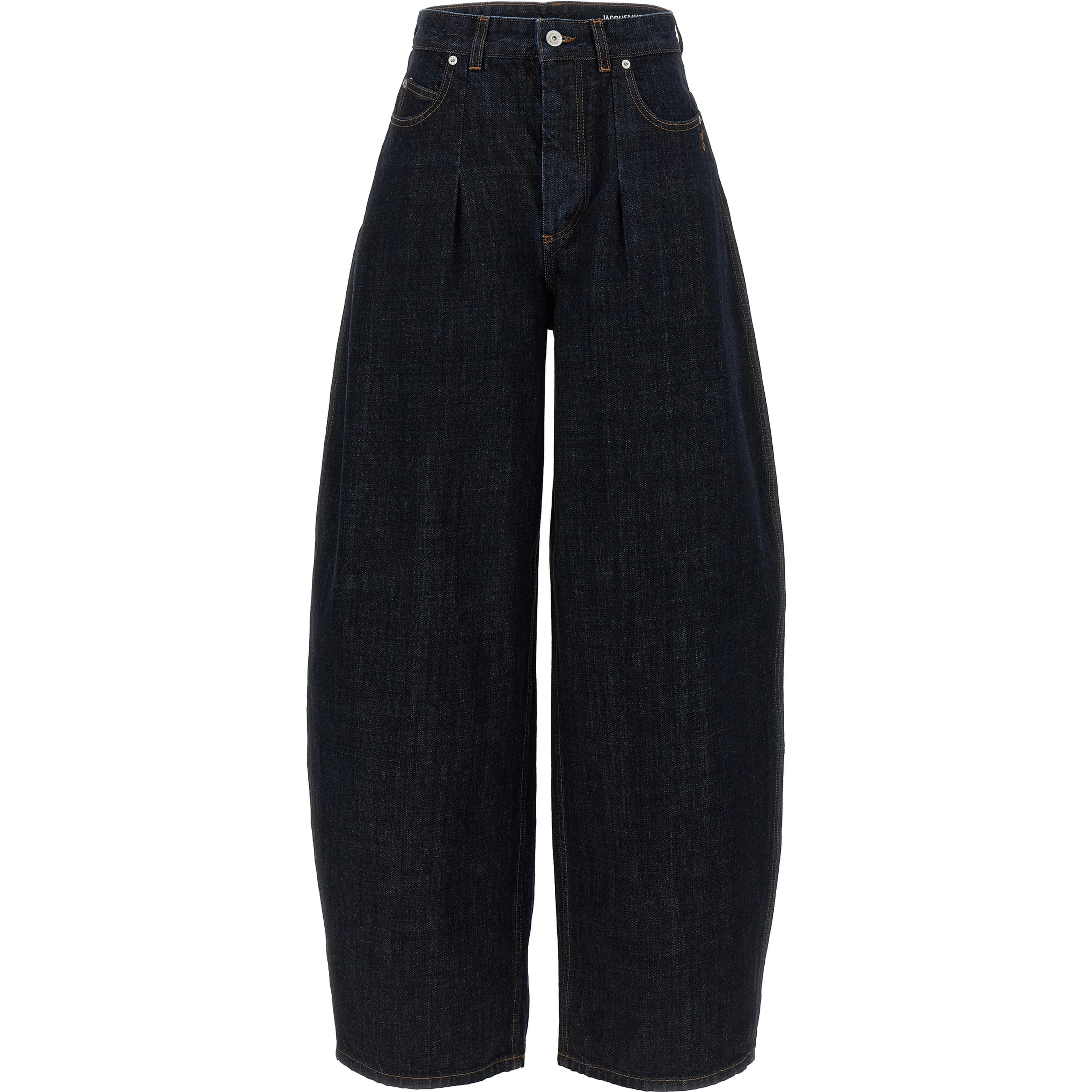 Blue Cotton High-Waisted Jean