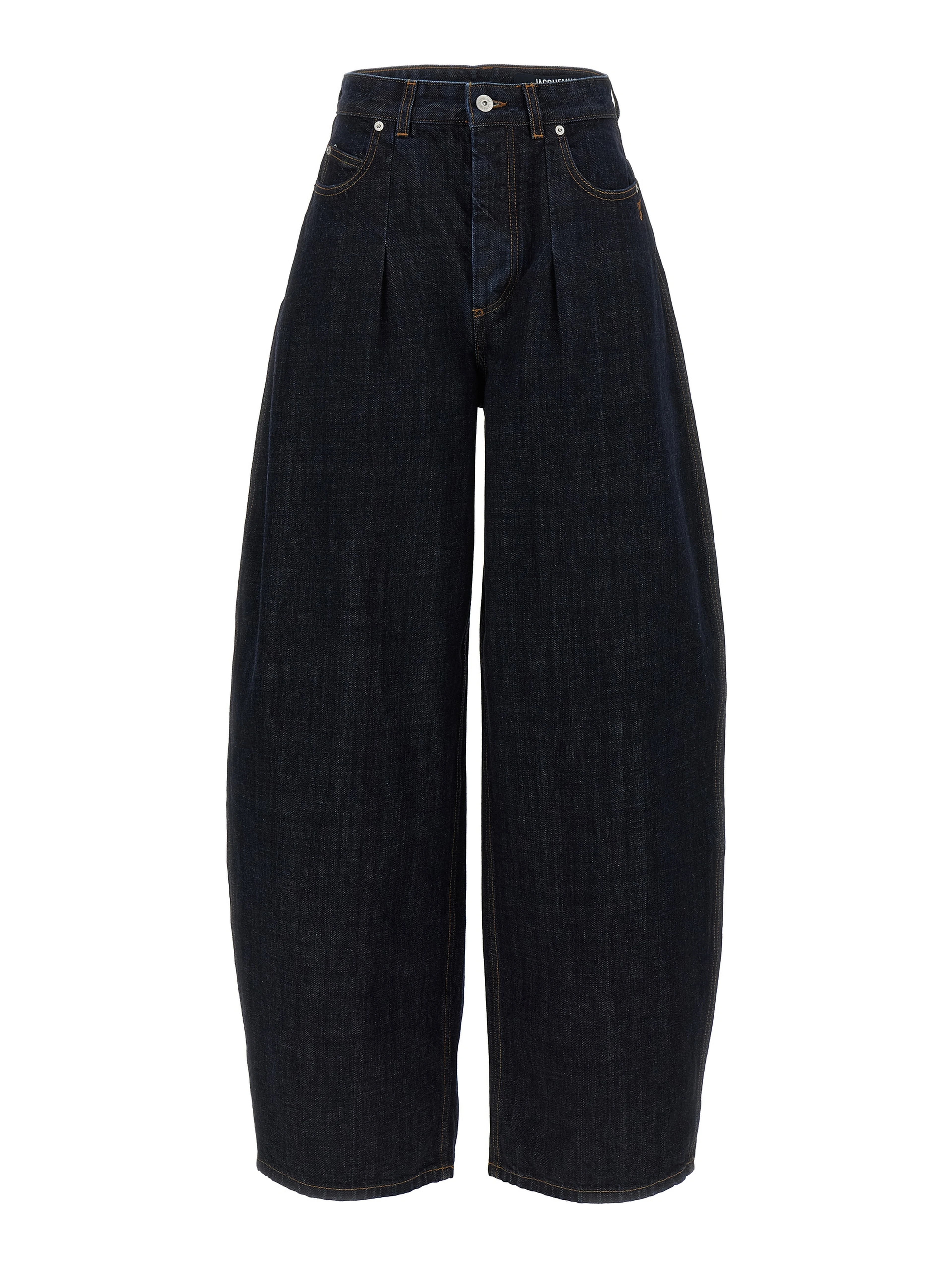 Blue Cotton High-Waisted Jean