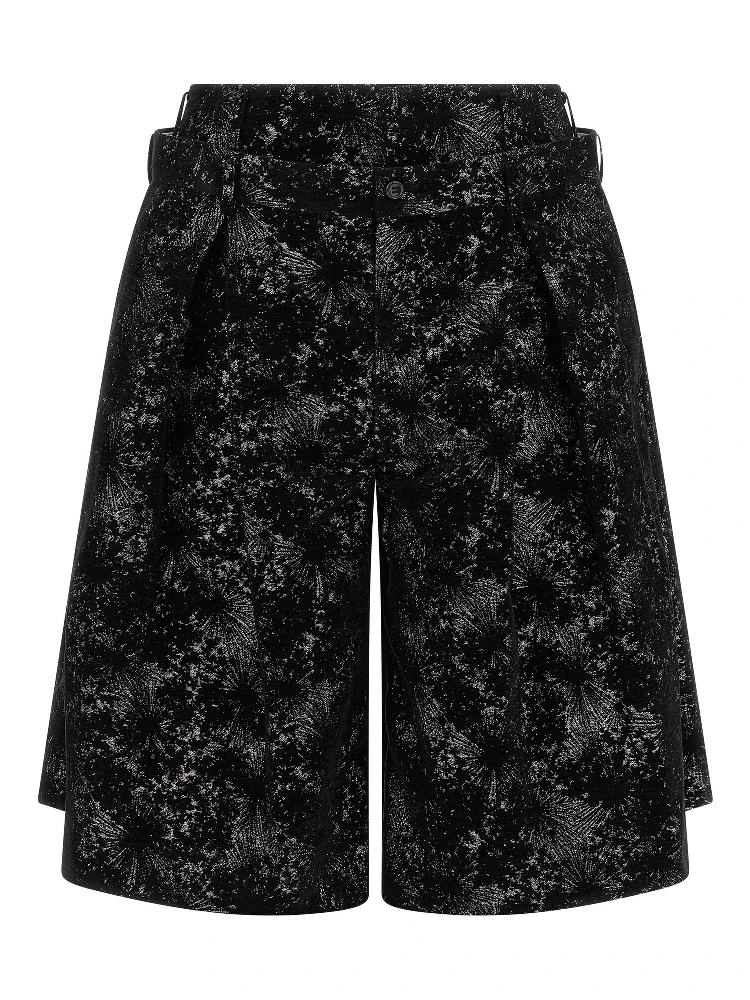 Black Polyester Bermuda Shorts