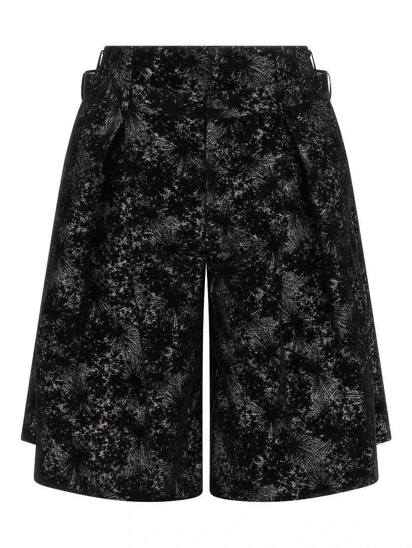 Black Polyester Bermuda Shorts