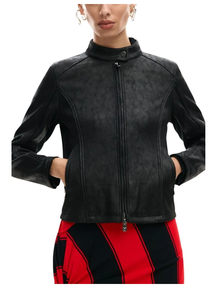 Black Polyester Leather Jacket alternative