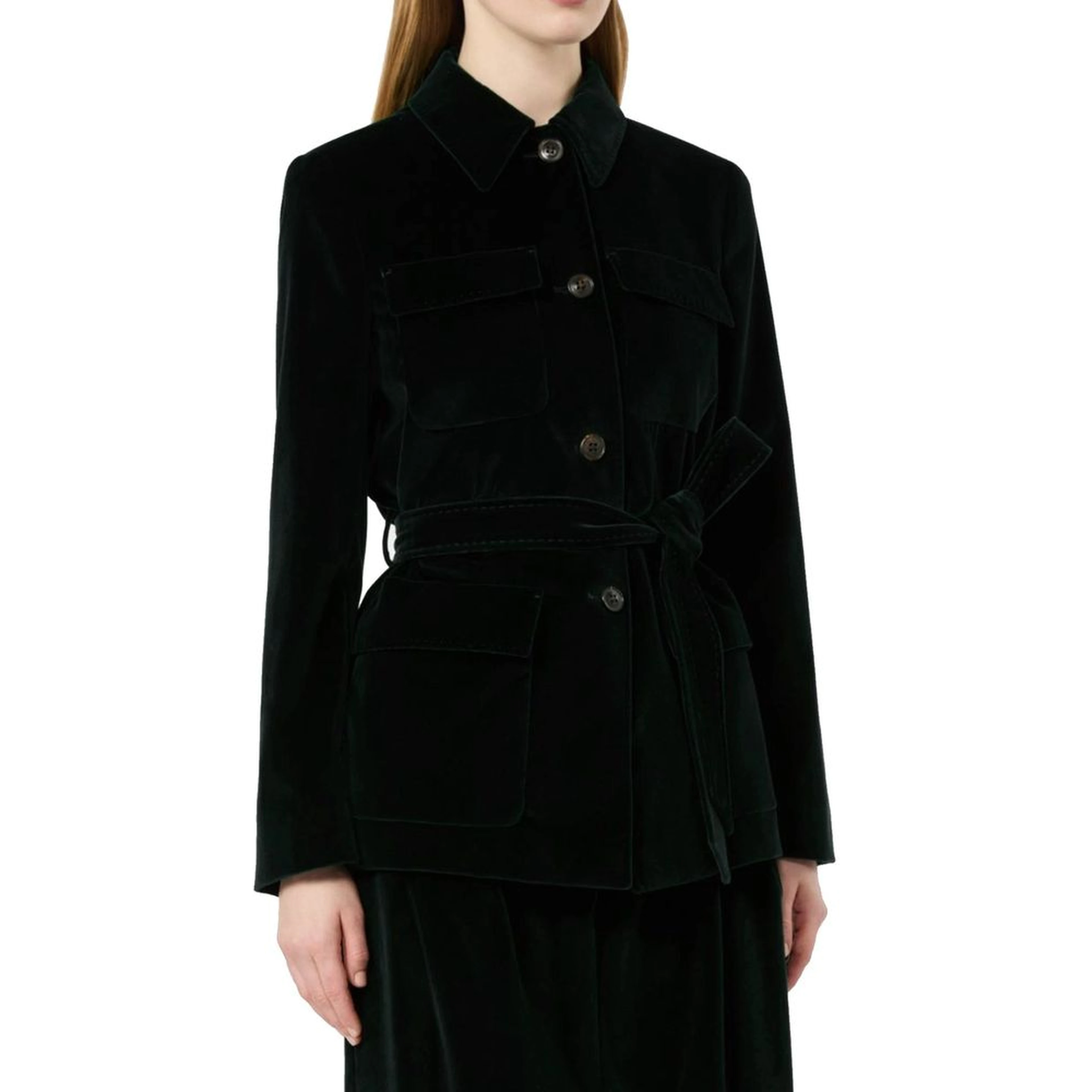 Black Cotton Full-Length Jacket