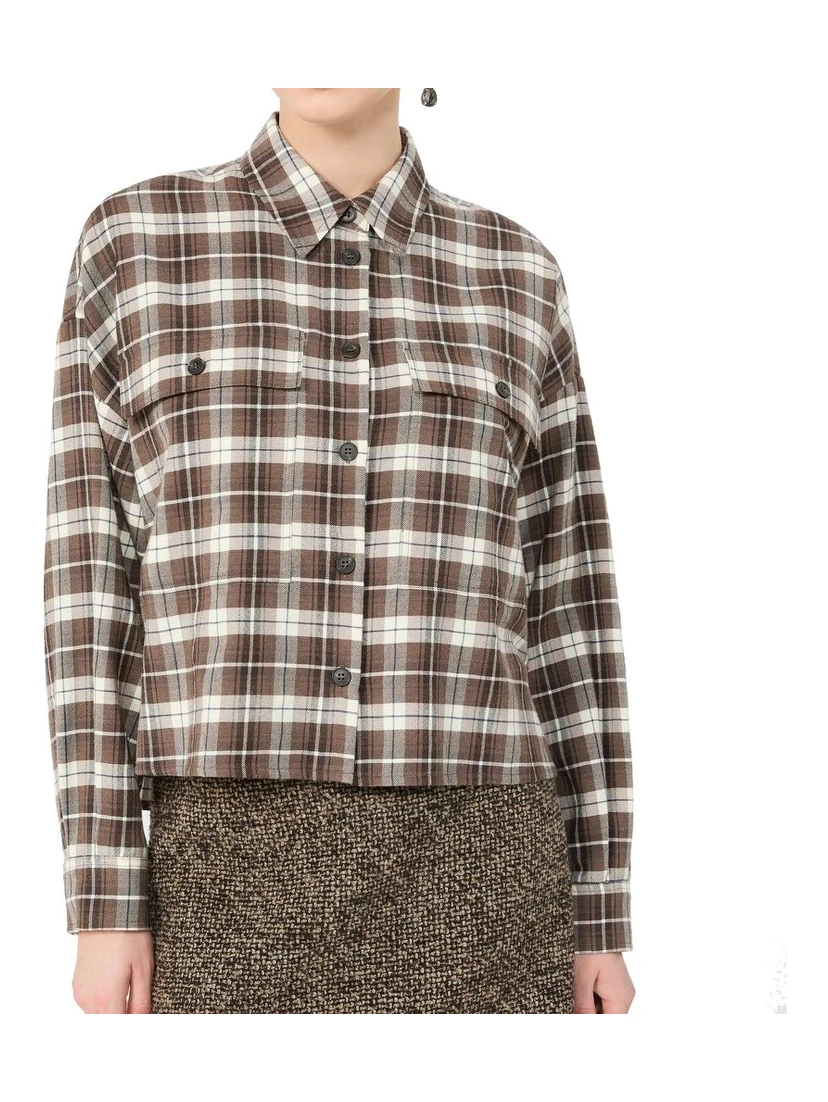 Brown Cotton Pattern Shirt