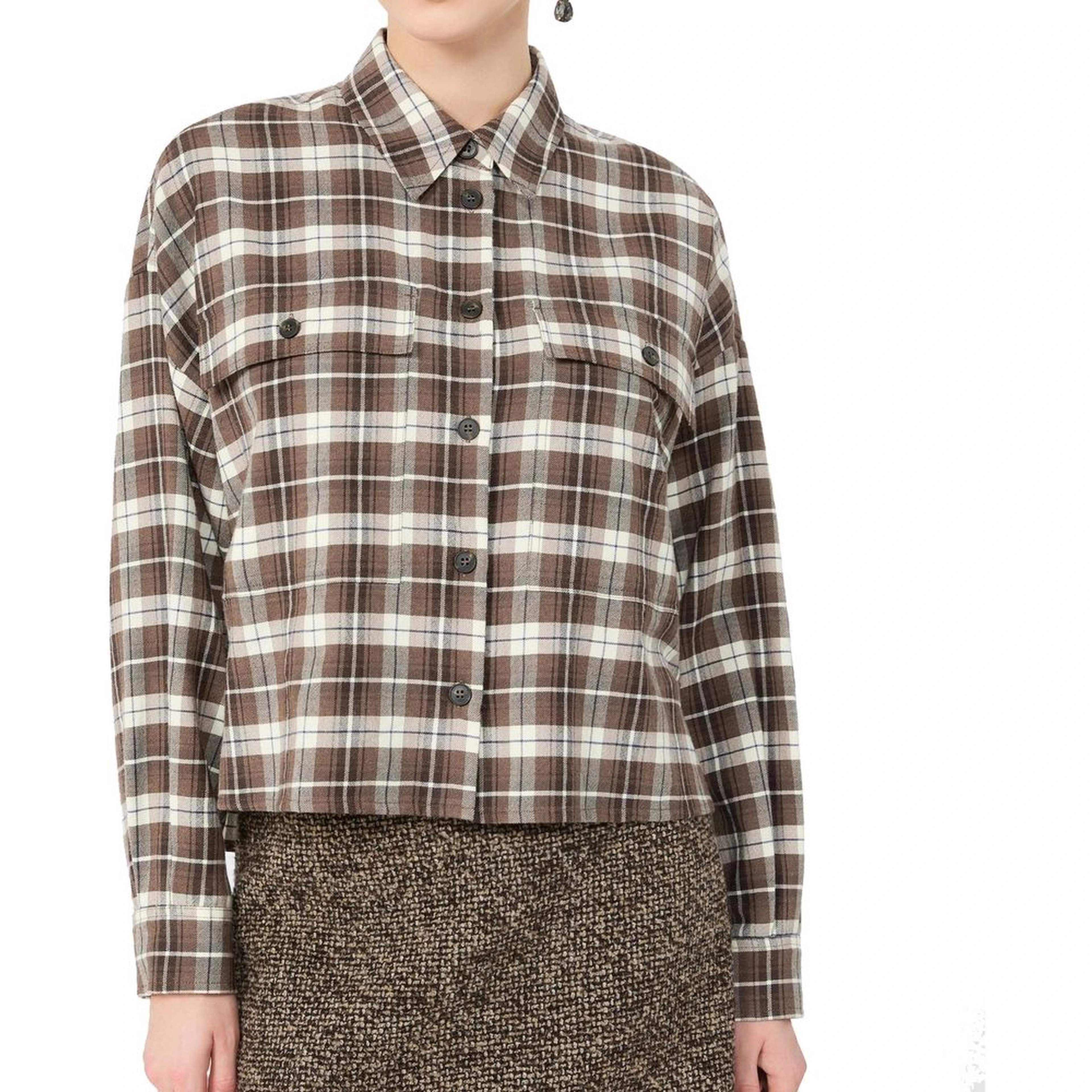 Brown Cotton Pattern Shirt