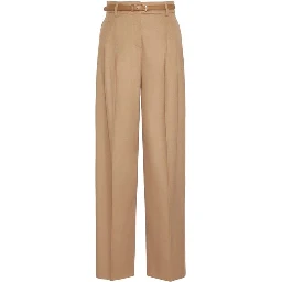 Brown Virgin Wool Casual Pants