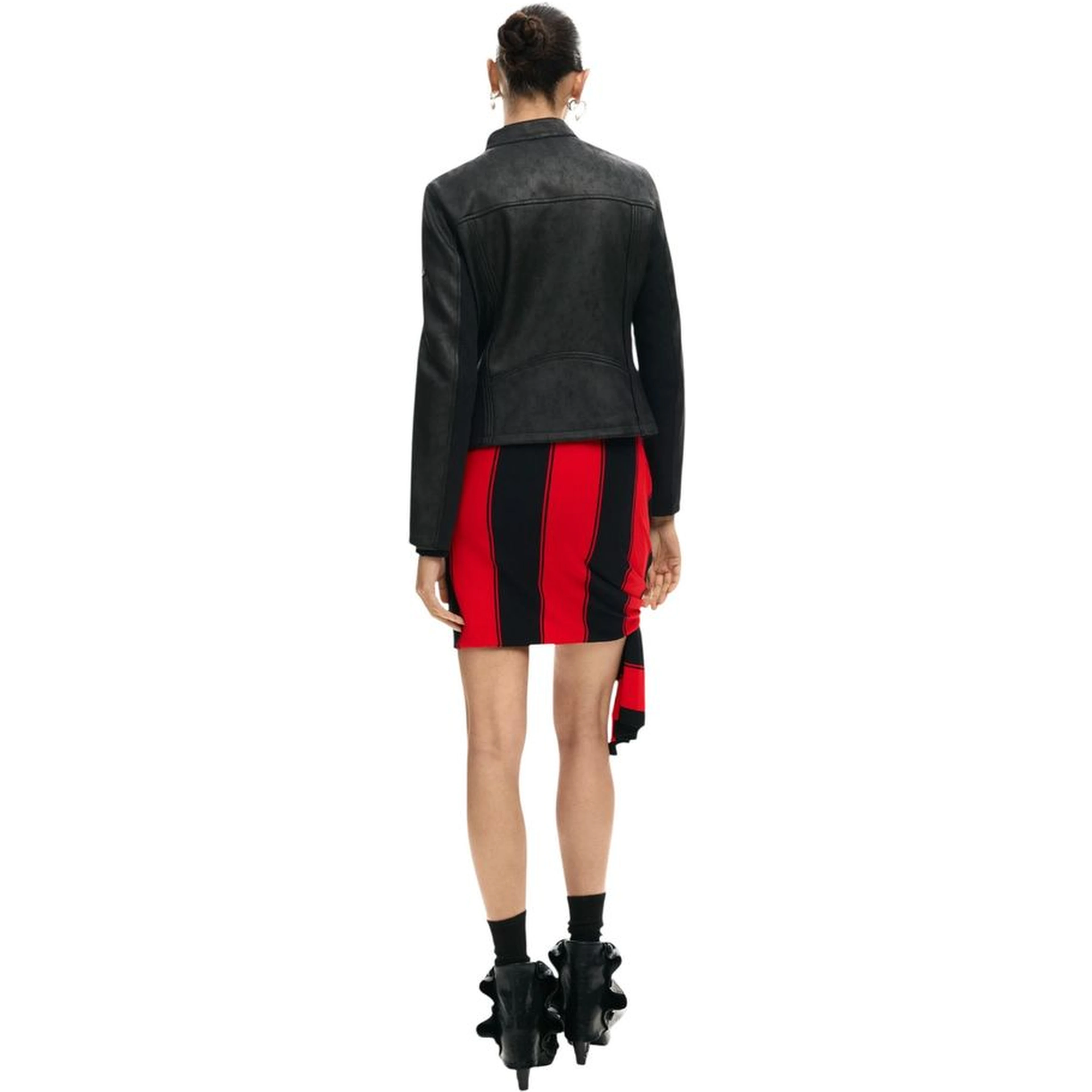 Black Polyester Leather Jacket