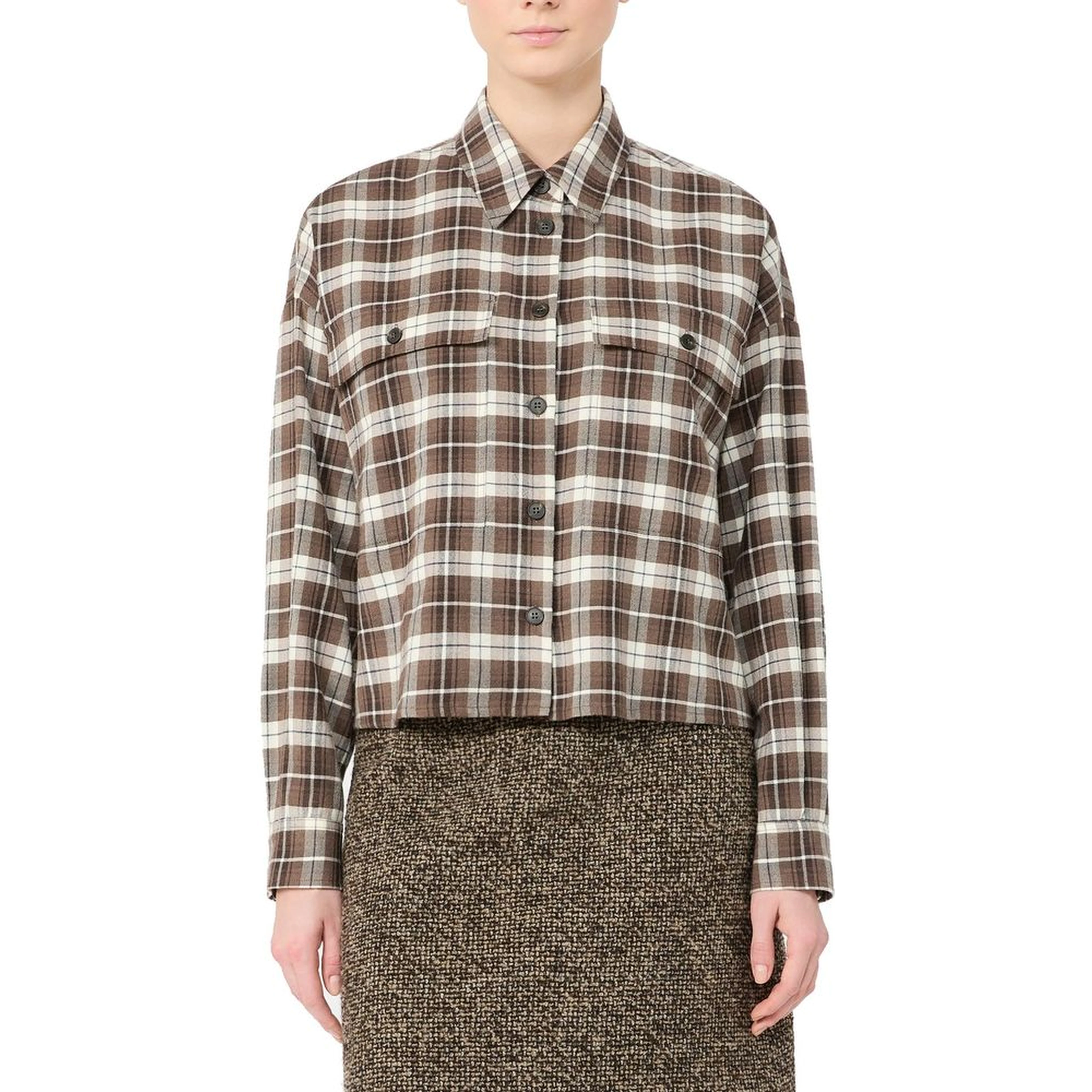 Brown Cotton Pattern Shirt