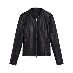 Black Polyester Leather Jacket