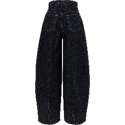 Blue Cotton High-Waisted Jean