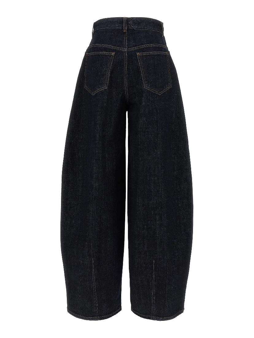 Blue Cotton High-Waisted Jean