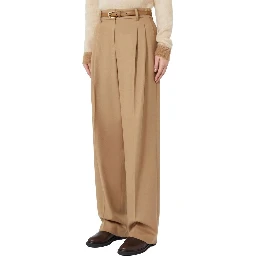 Brown Virgin Wool Casual Pants