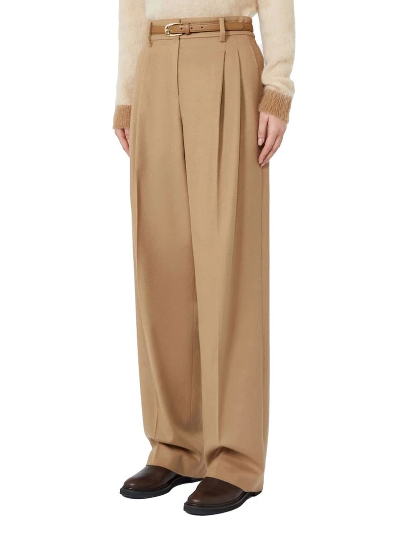 Brown Virgin Wool Casual Pants