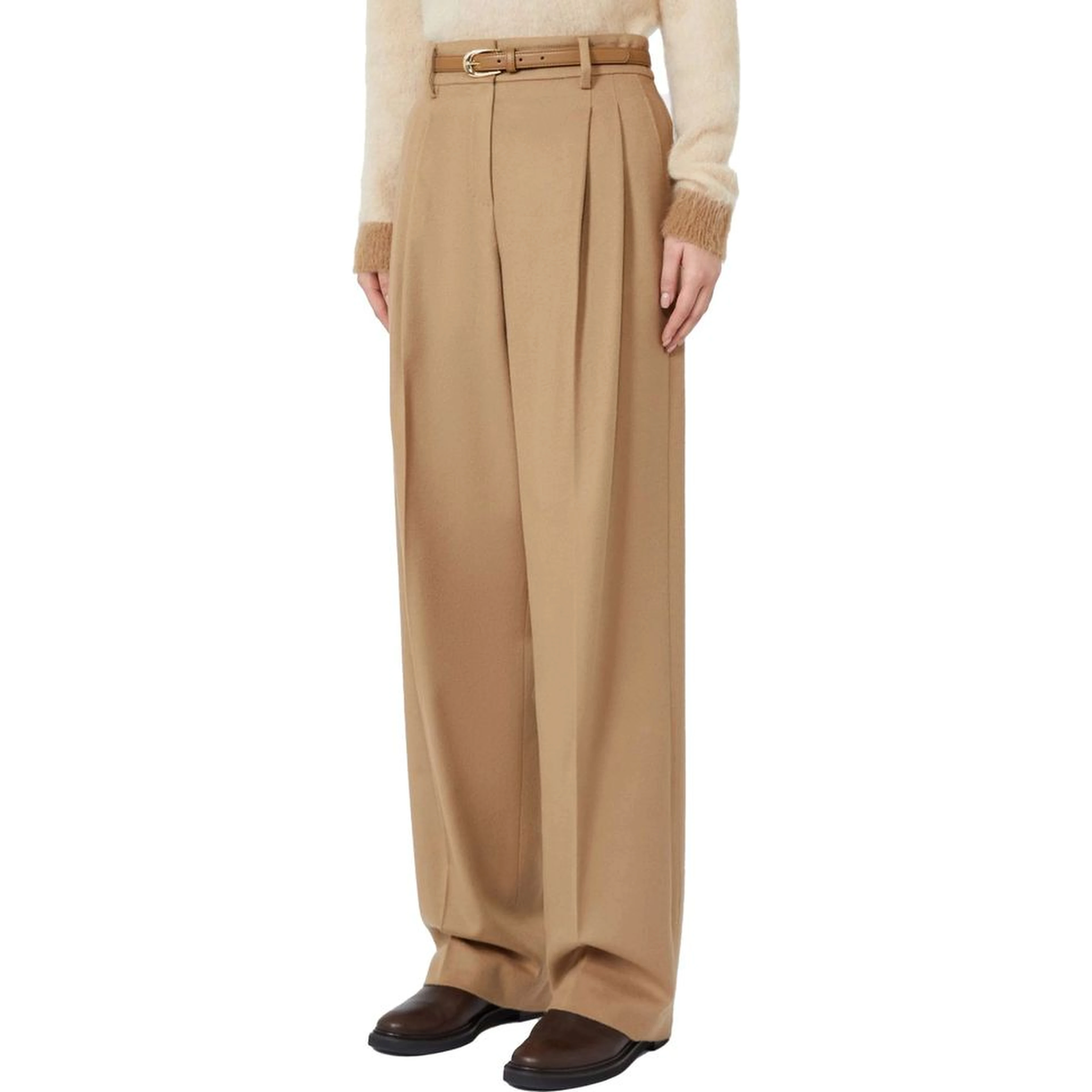 Brown Virgin Wool Casual Pants
