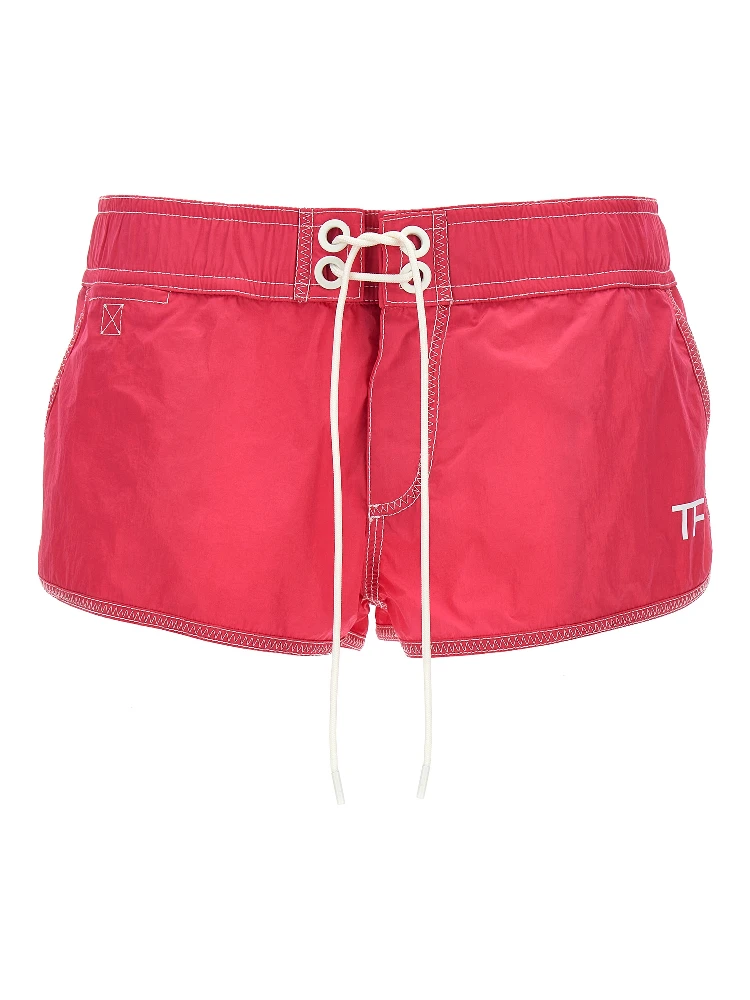 Fuchsia Polyamide Bermuda Shorts