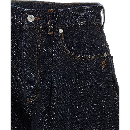 Blue Cotton High-Waisted Jean