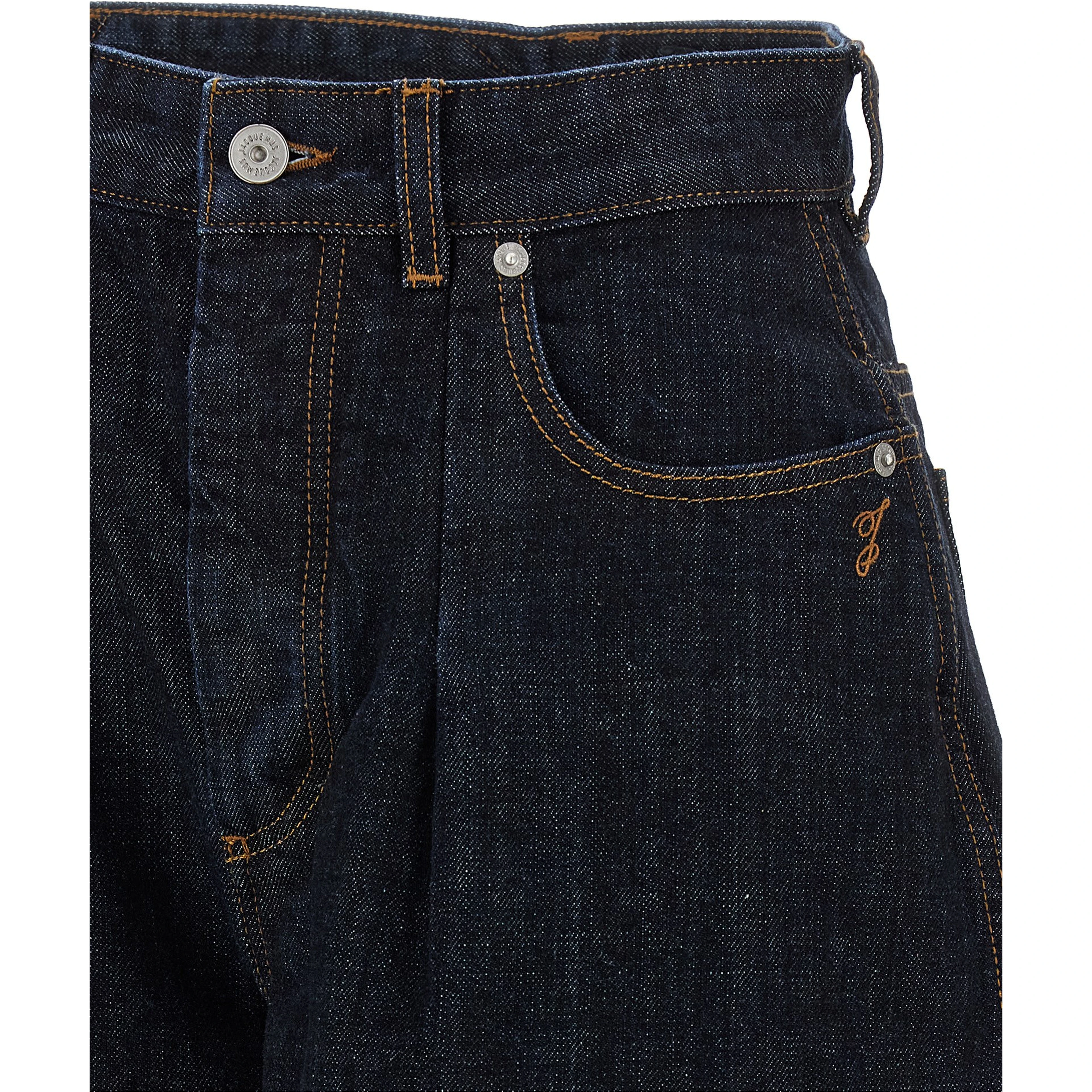 Blue Cotton High-Waisted Jean