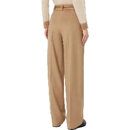 Brown Virgin Wool Casual Pants