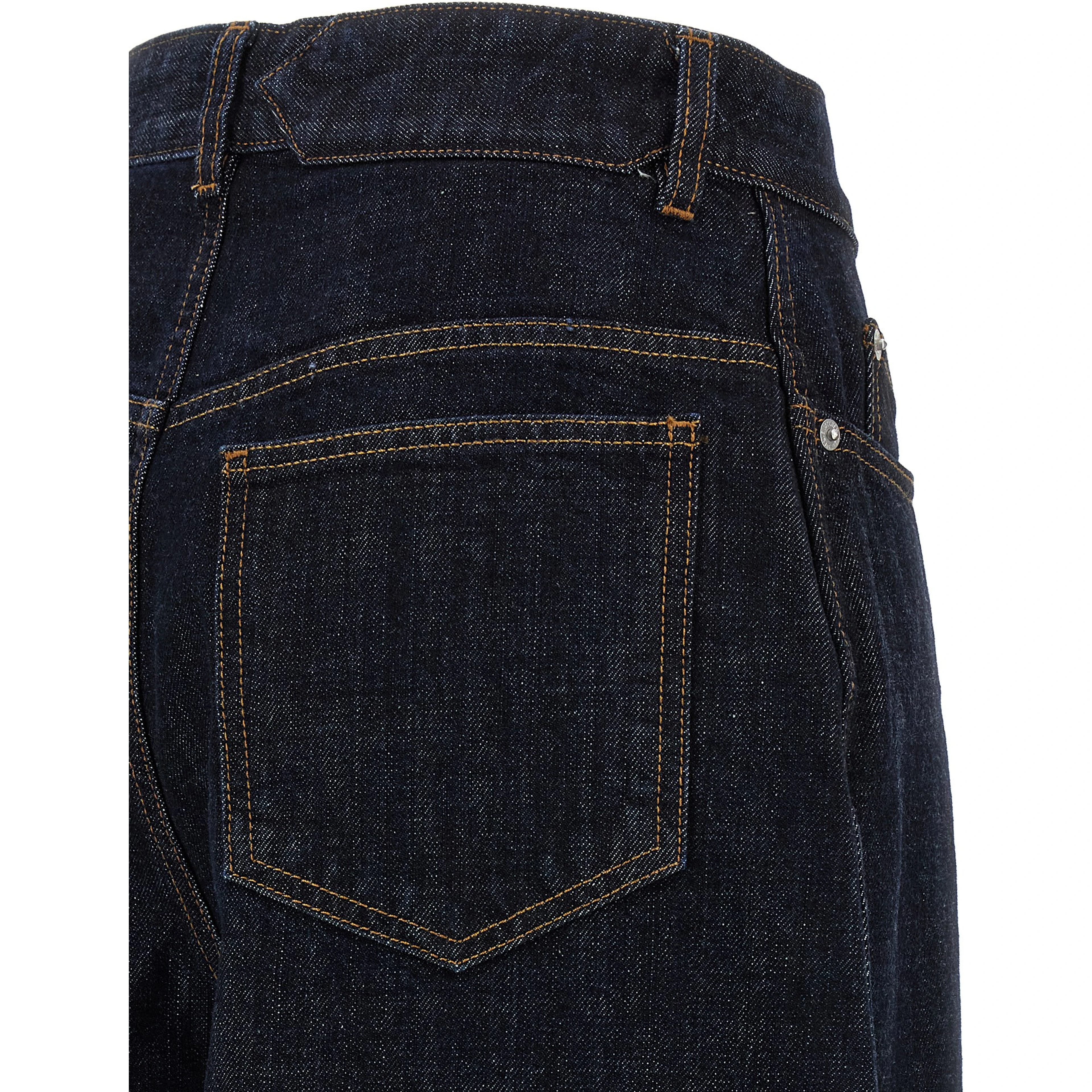 Blue Cotton High-Waisted Jean
