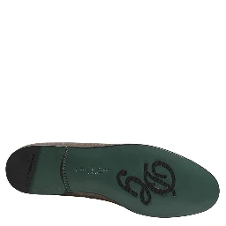 Silver Leather Logo Slip On Loafers Shoes