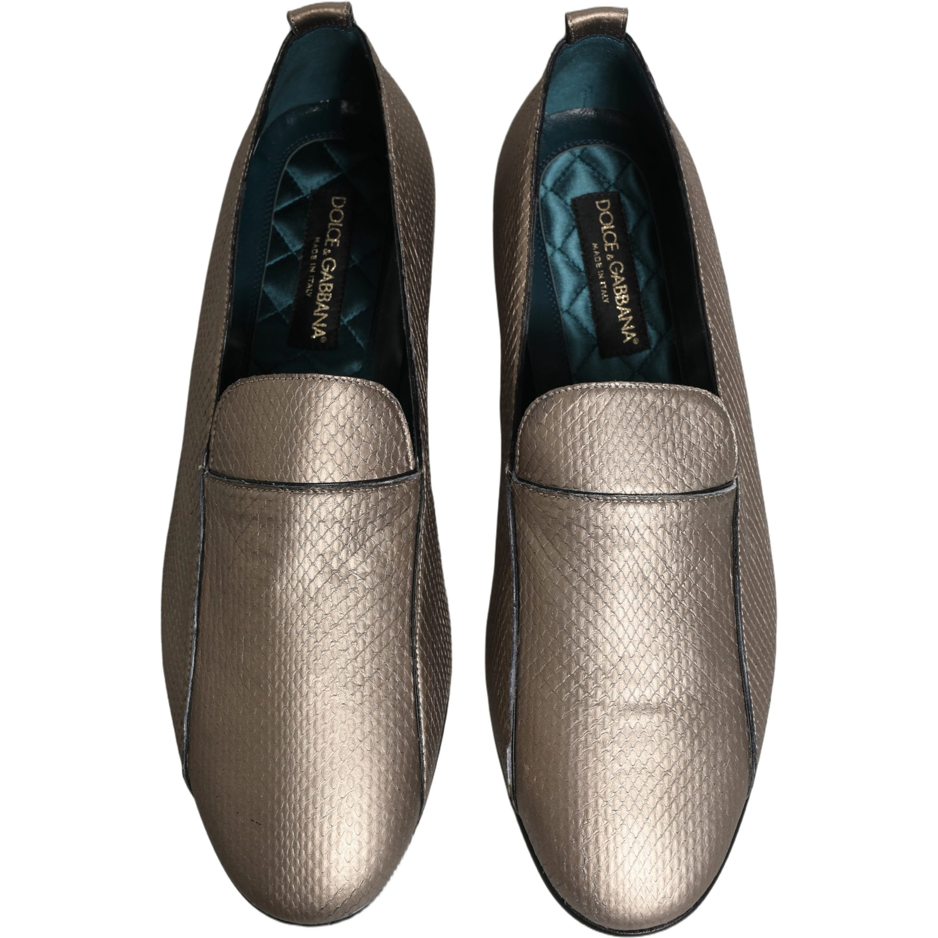 Silver Leather Logo Slip On Loafers Shoes