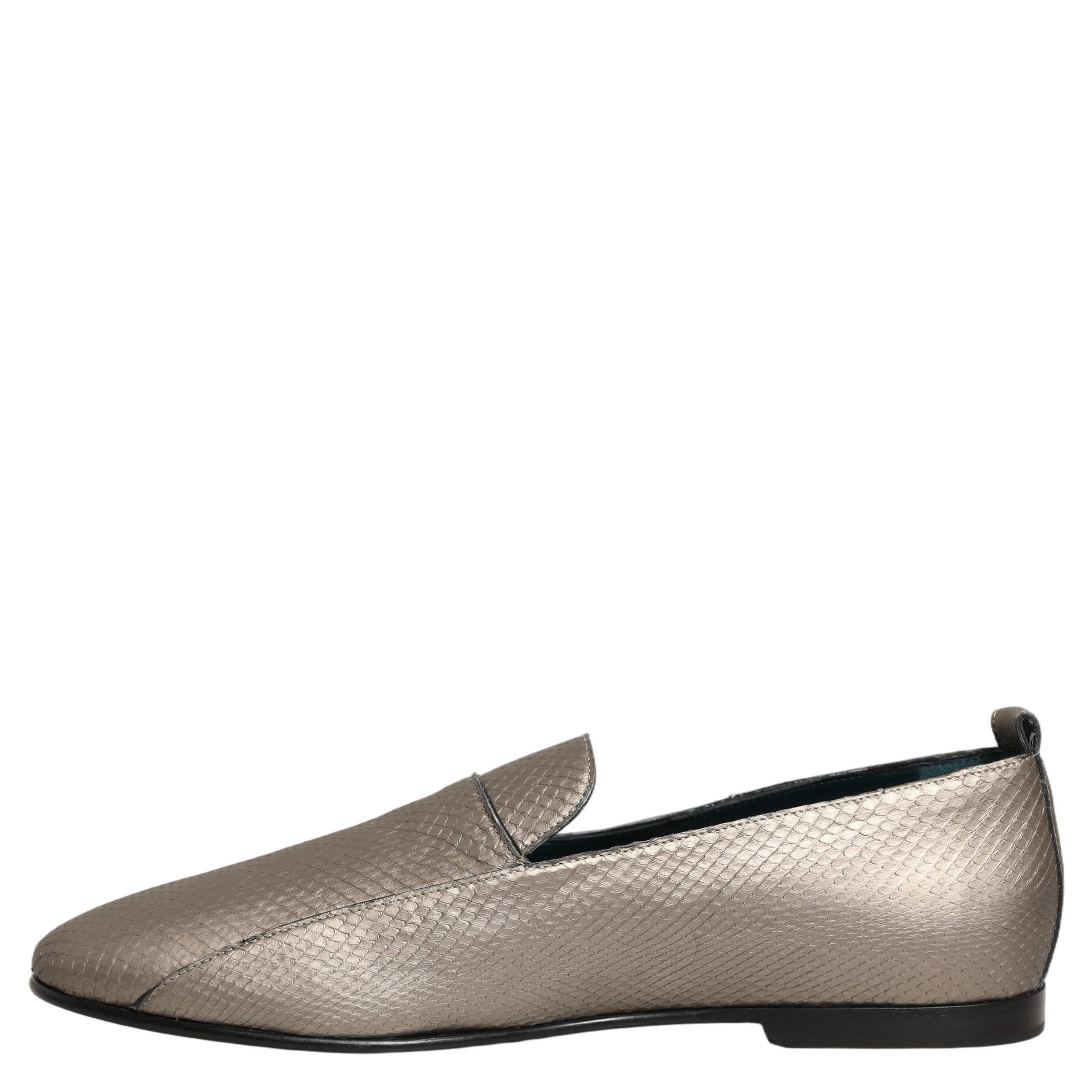 Silver Leather Logo Slip On Loafers Shoes