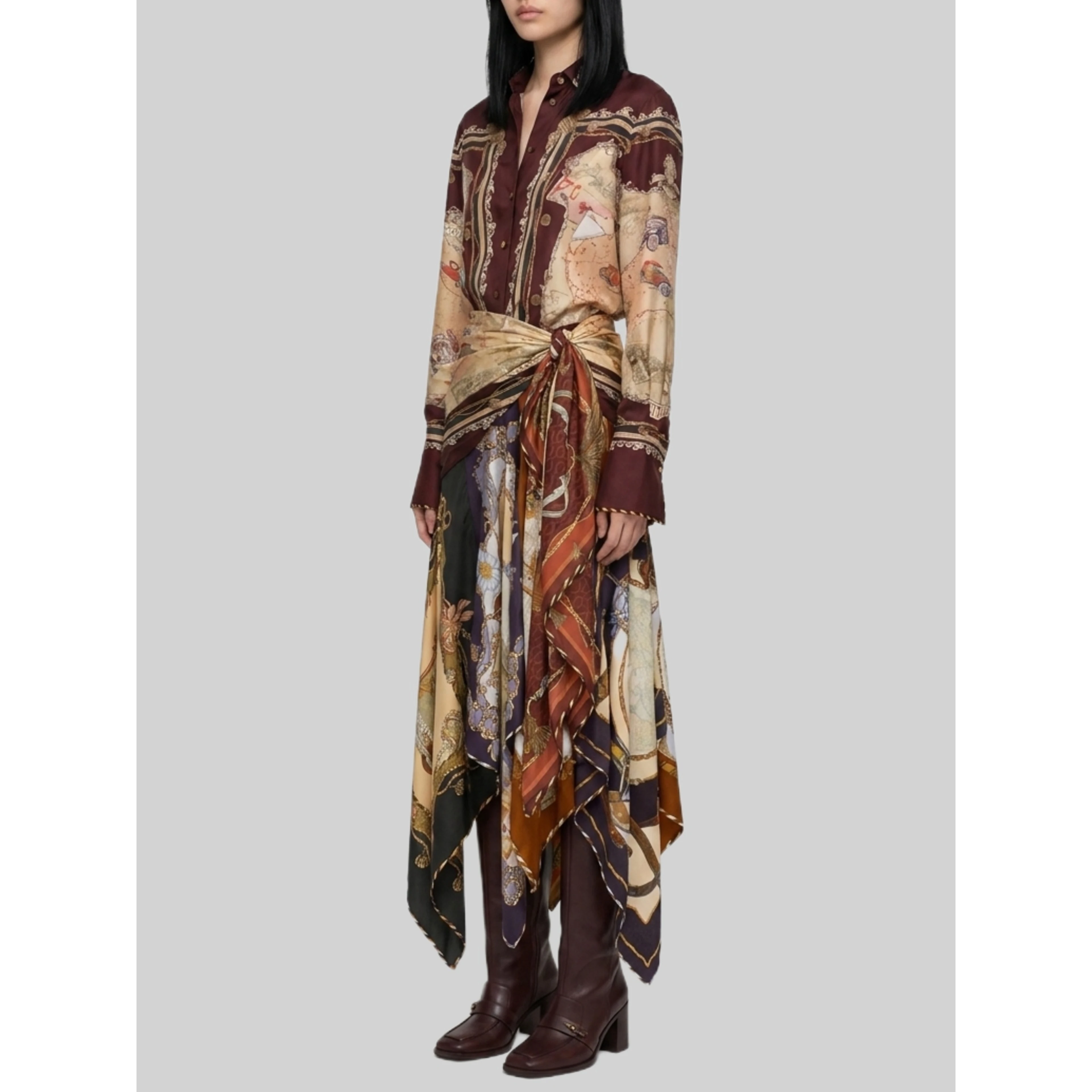 Draped midi skirt with Valiant scarf