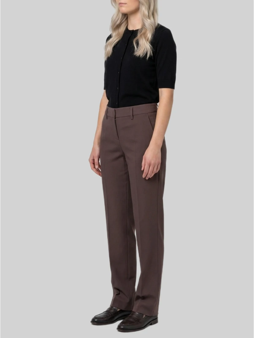 Coffee stretch canvas trousers
