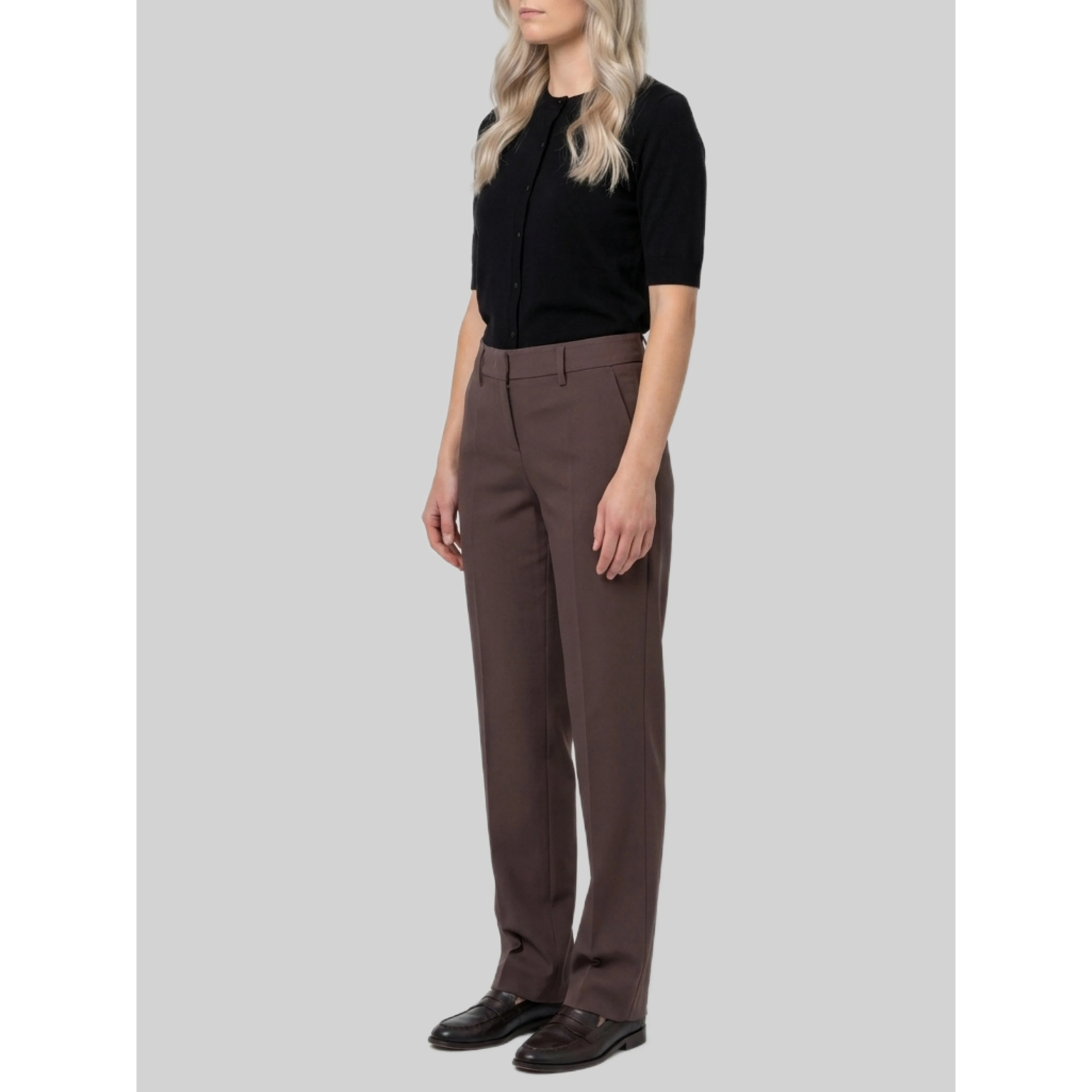 Coffee stretch canvas trousers