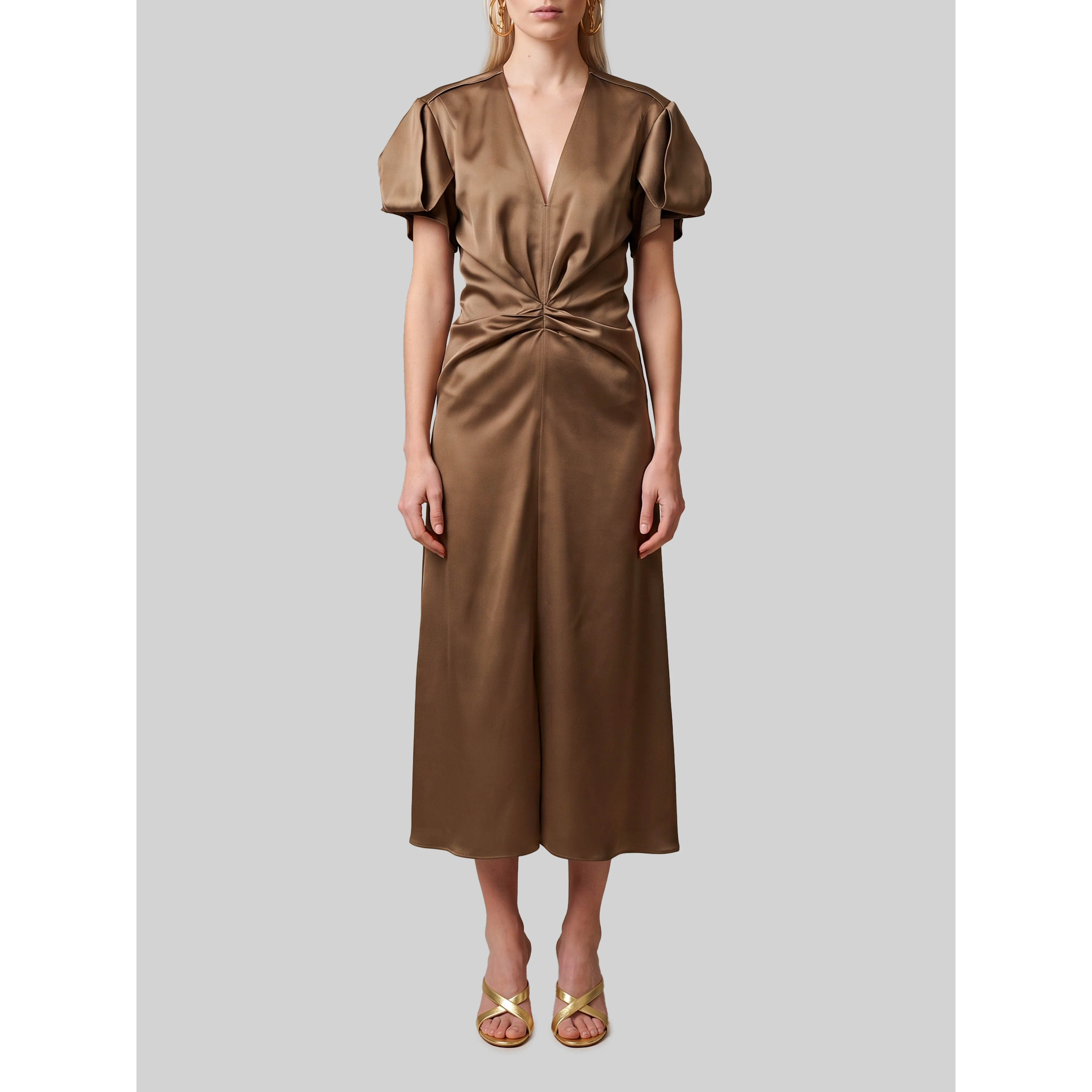 Midi dress with draping