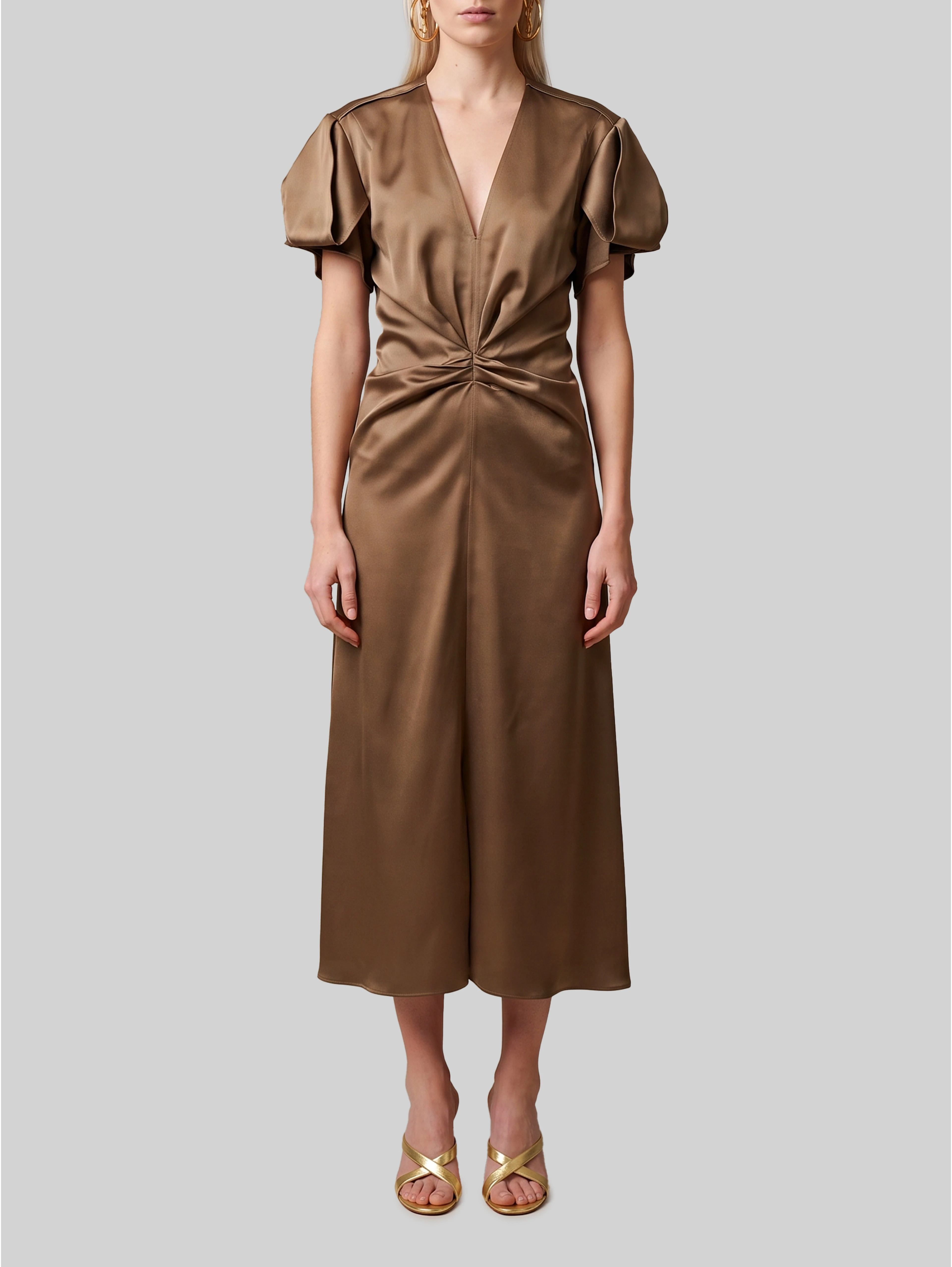 Midi dress with draping