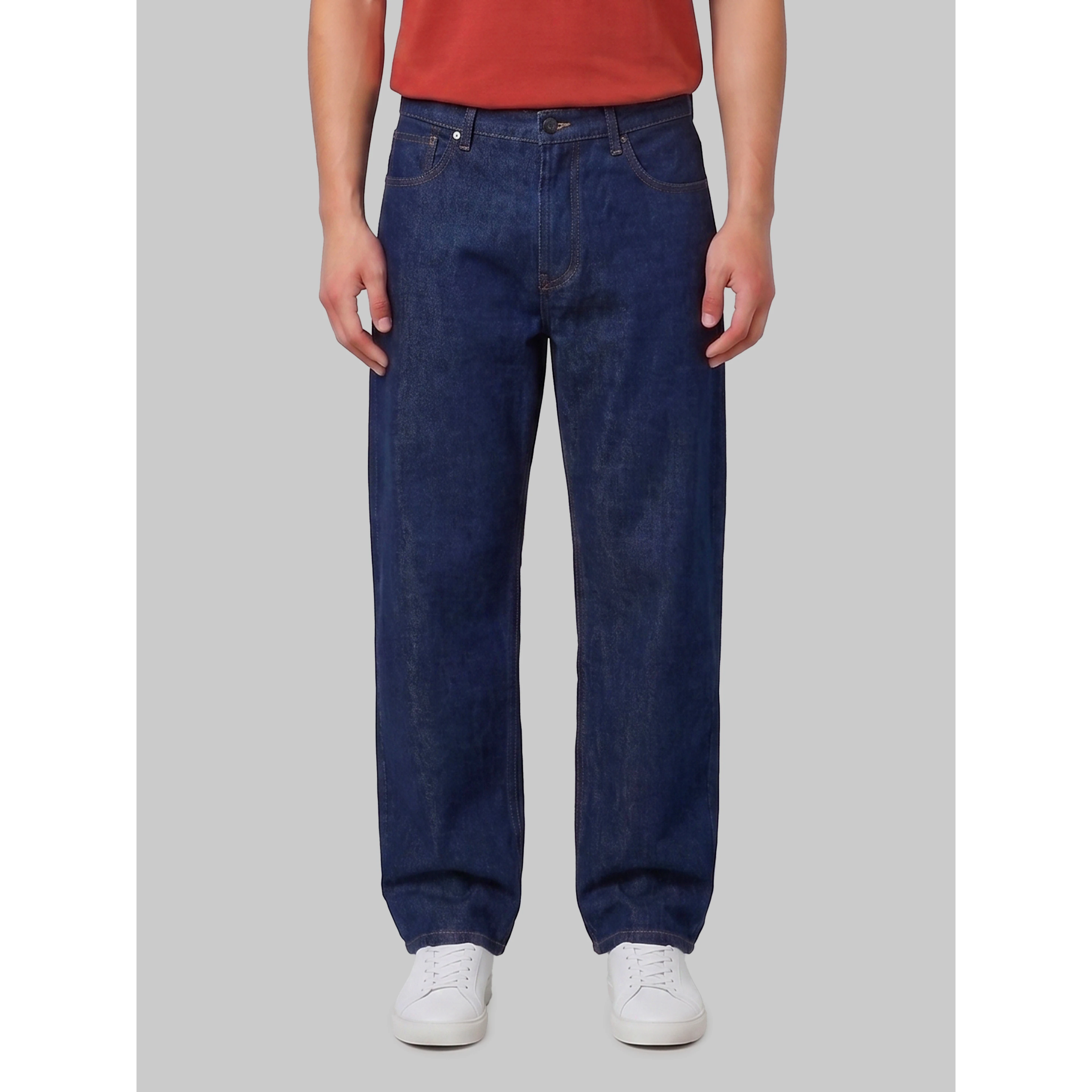 Indigo loose jeans