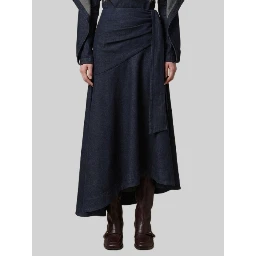 Maxi denim skirt with draping