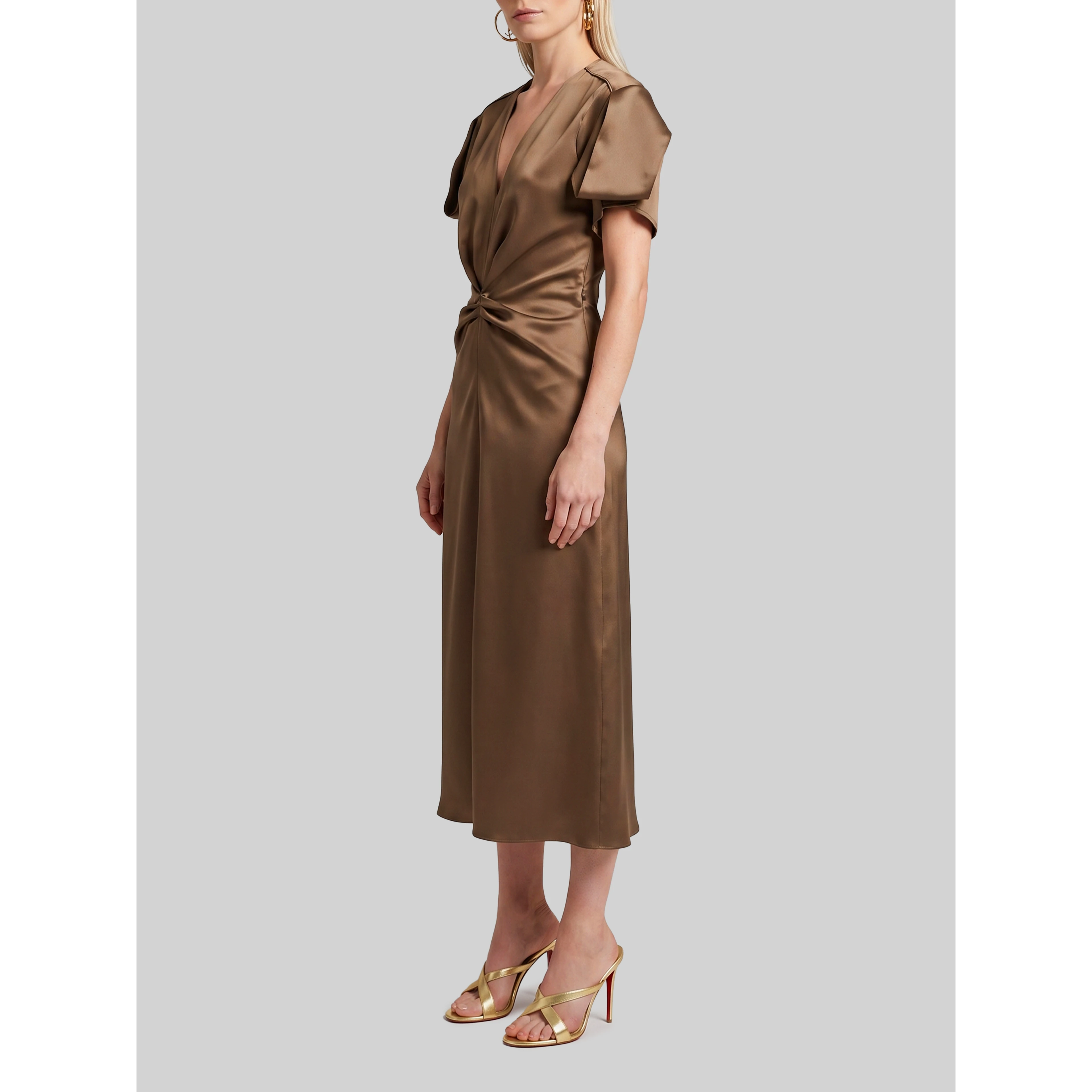 Midi dress with draping