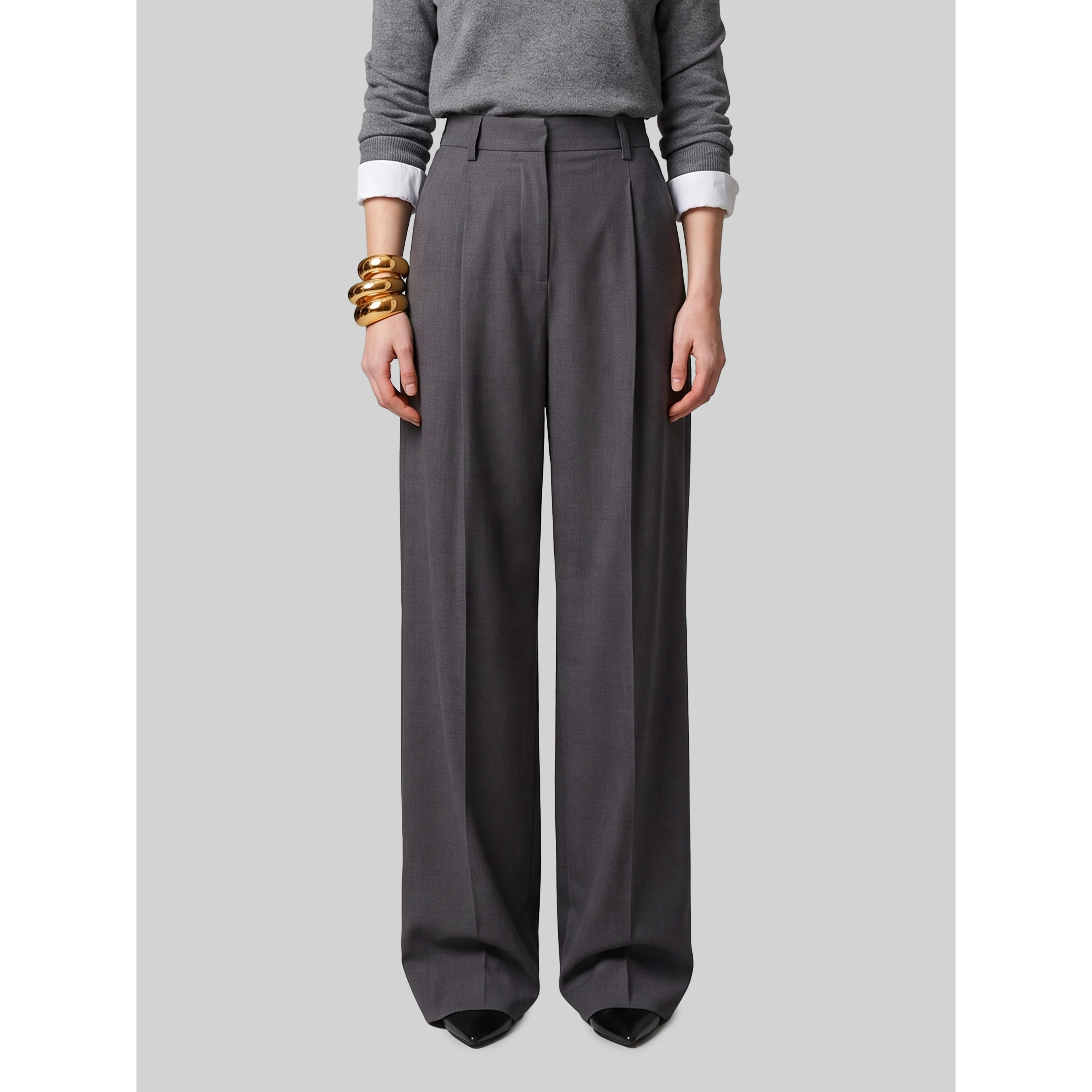 Light stretch canvas pants in anthracite grey