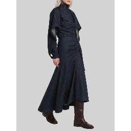 Maxi denim skirt with draping
