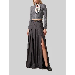 Anthracite maxi pleated skirt
