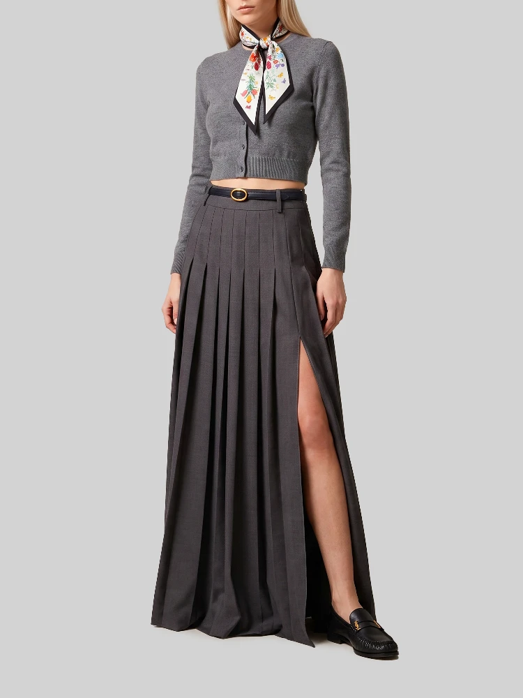 Anthracite maxi pleated skirt alternative