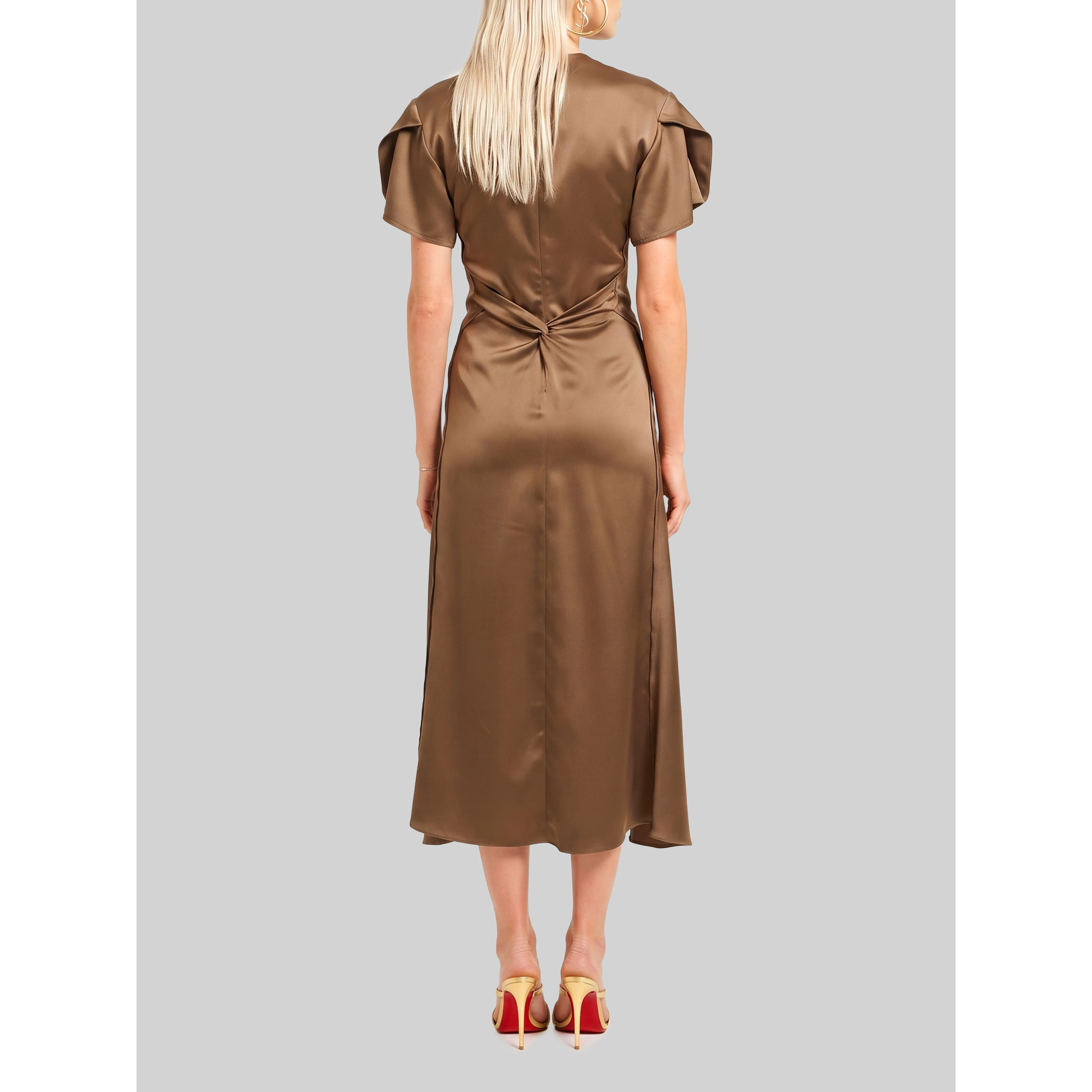 Midi dress with draping