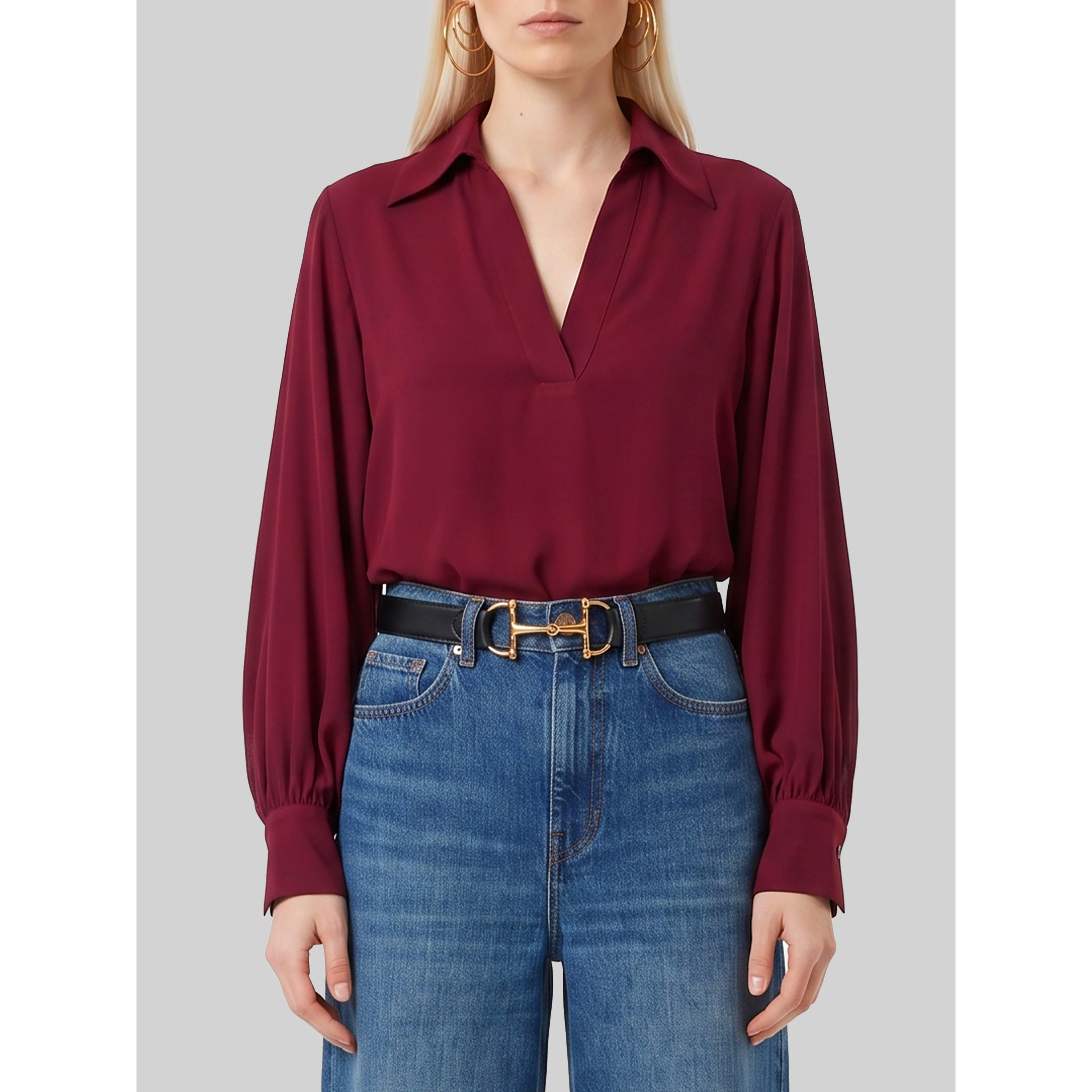 Burgundy double georgette blouse