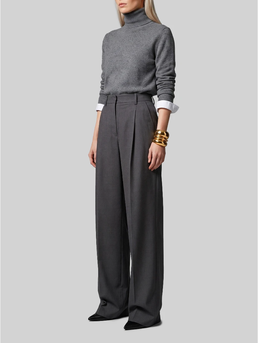 Light stretch canvas pants in anthracite grey
