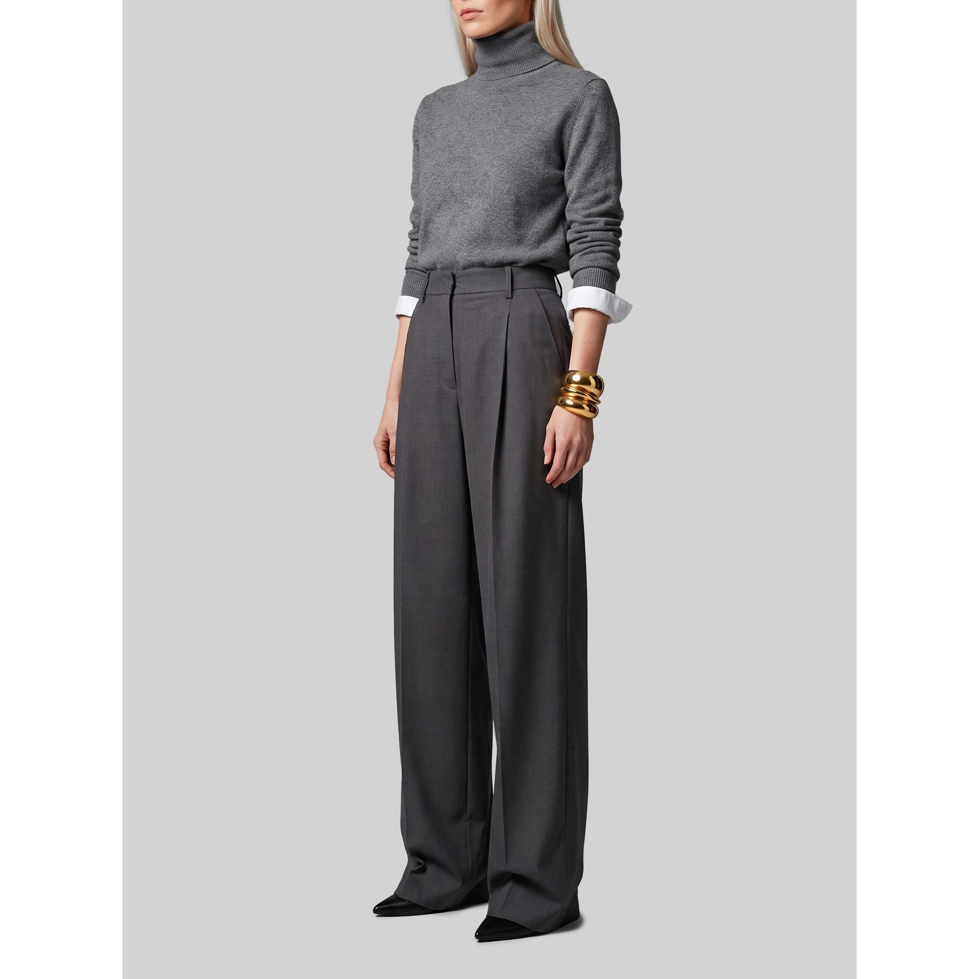 Light stretch canvas pants in anthracite grey