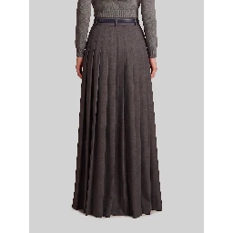 Anthracite maxi pleated skirt