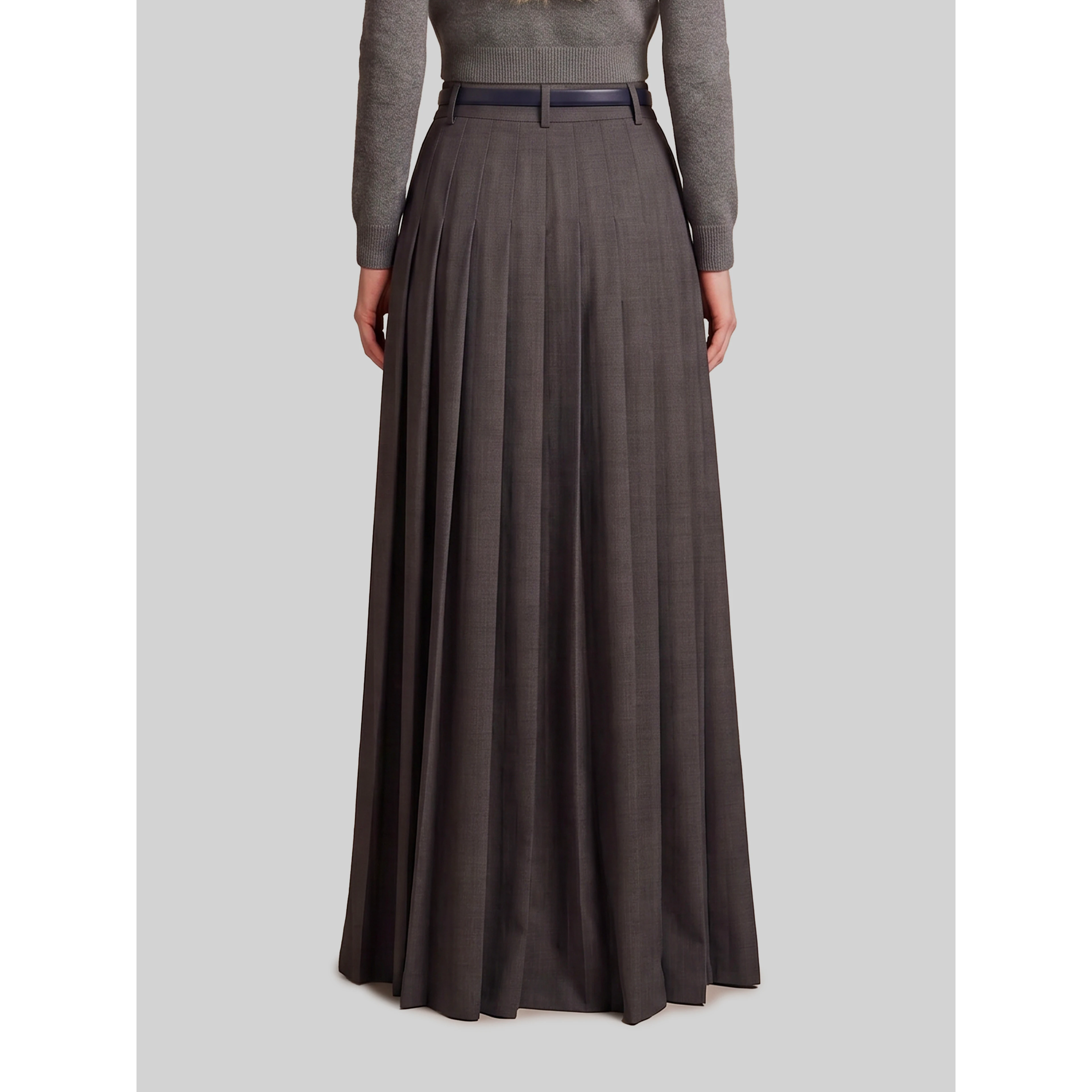 Anthracite maxi pleated skirt