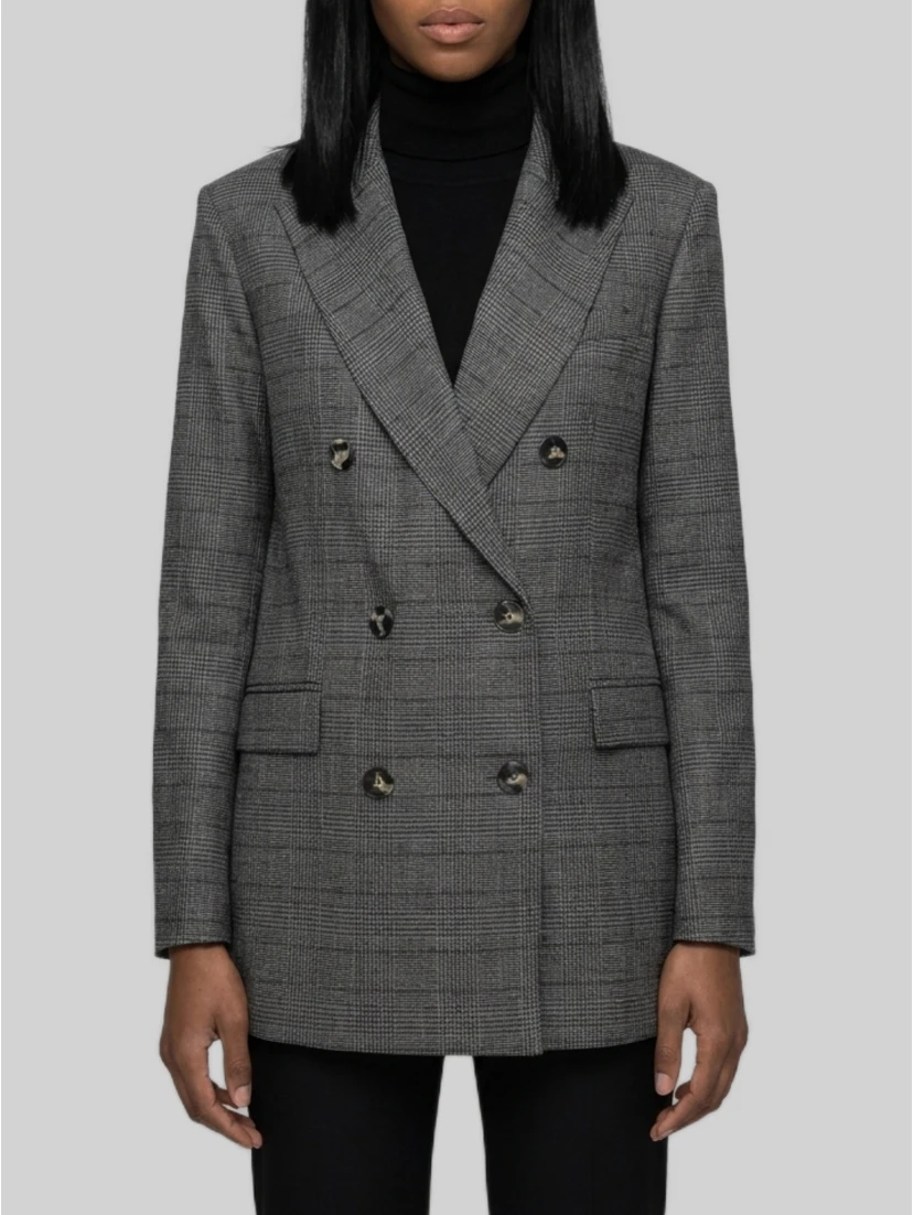 Double-breasted Prince of Wales check jacket