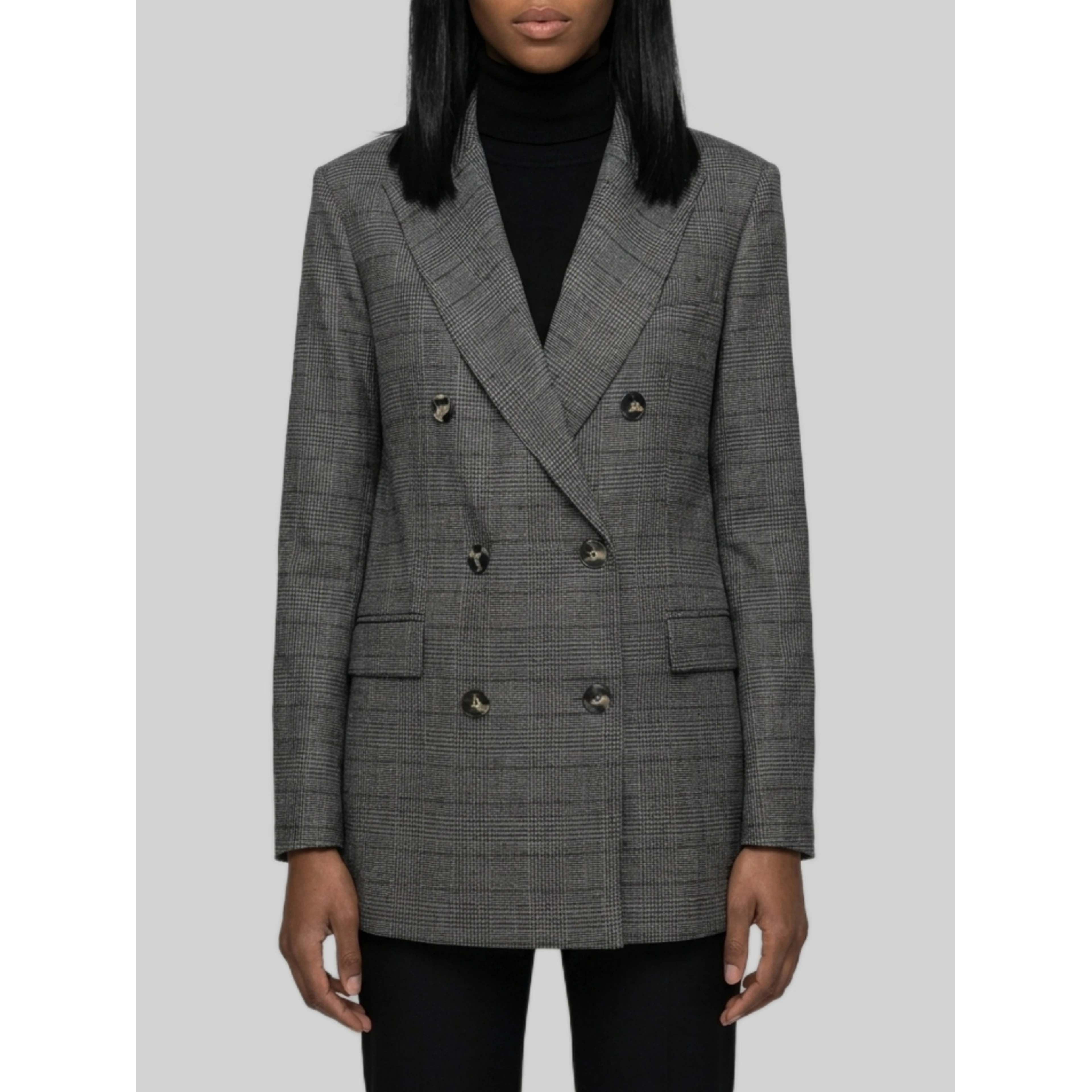 Double-breasted Prince of Wales check jacket
